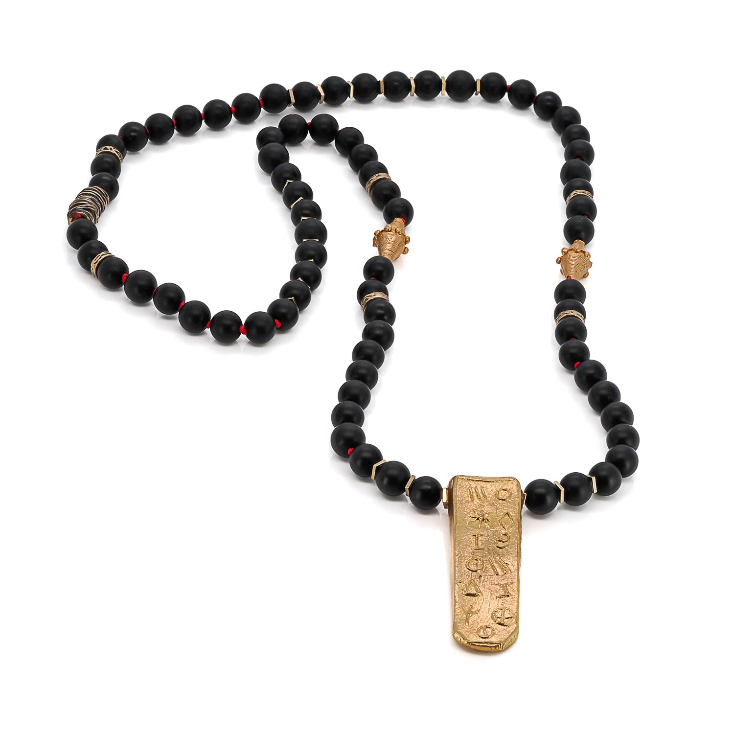 Unique Egyptian Symbols Pendant on 24K Gold Plated Necklace
