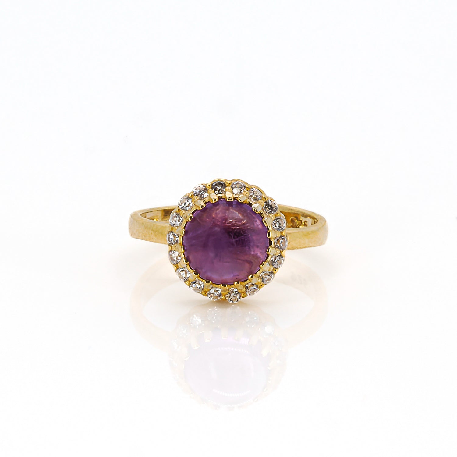 Elegant Gold &amp; Diamond Amethyst Gemstone Ring - Handmade in the USA.