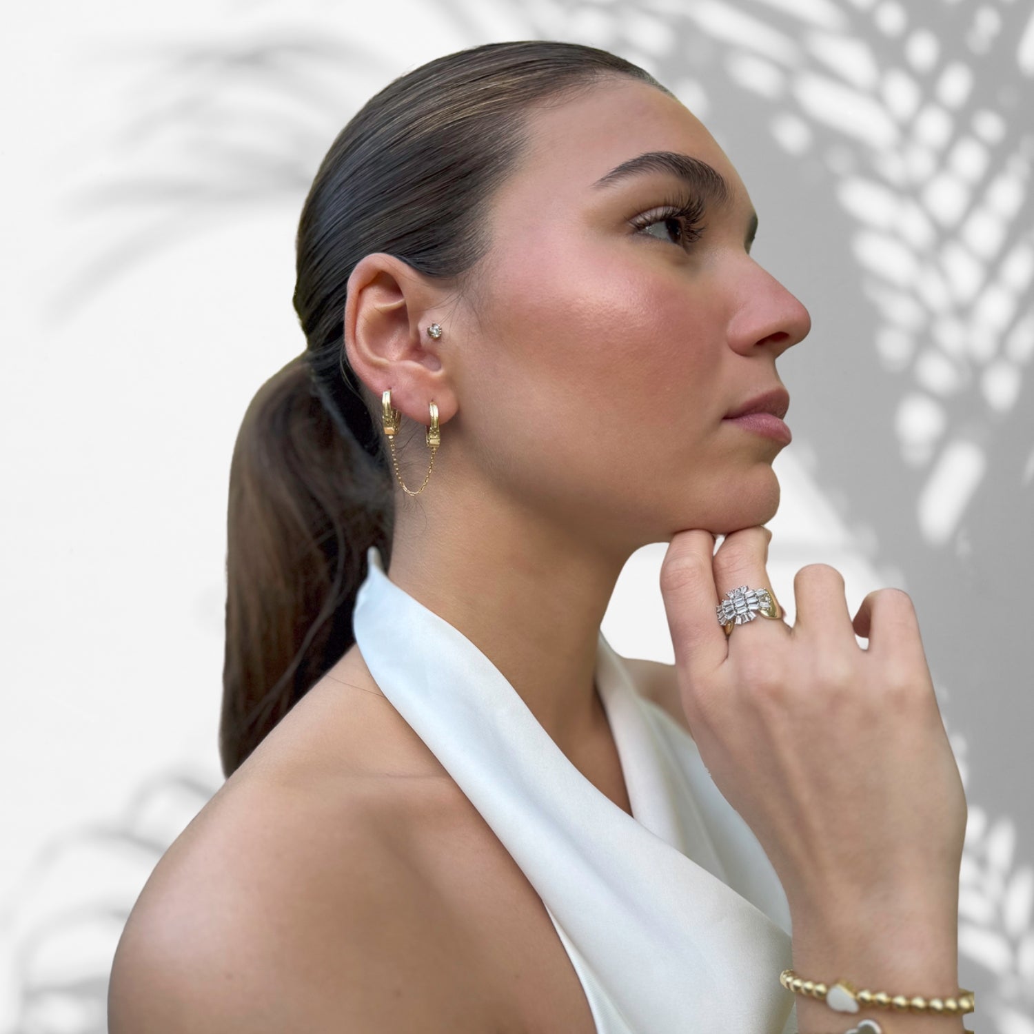 Model Displaying Unapologetic Confidence with Pave Cz Diamonds