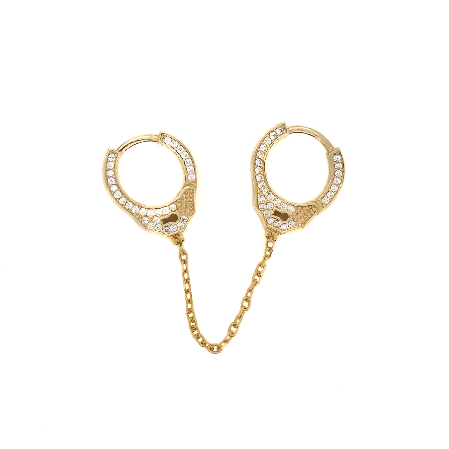 Commanding Attention: Gold &amp; Diamond Handcuff Earrings