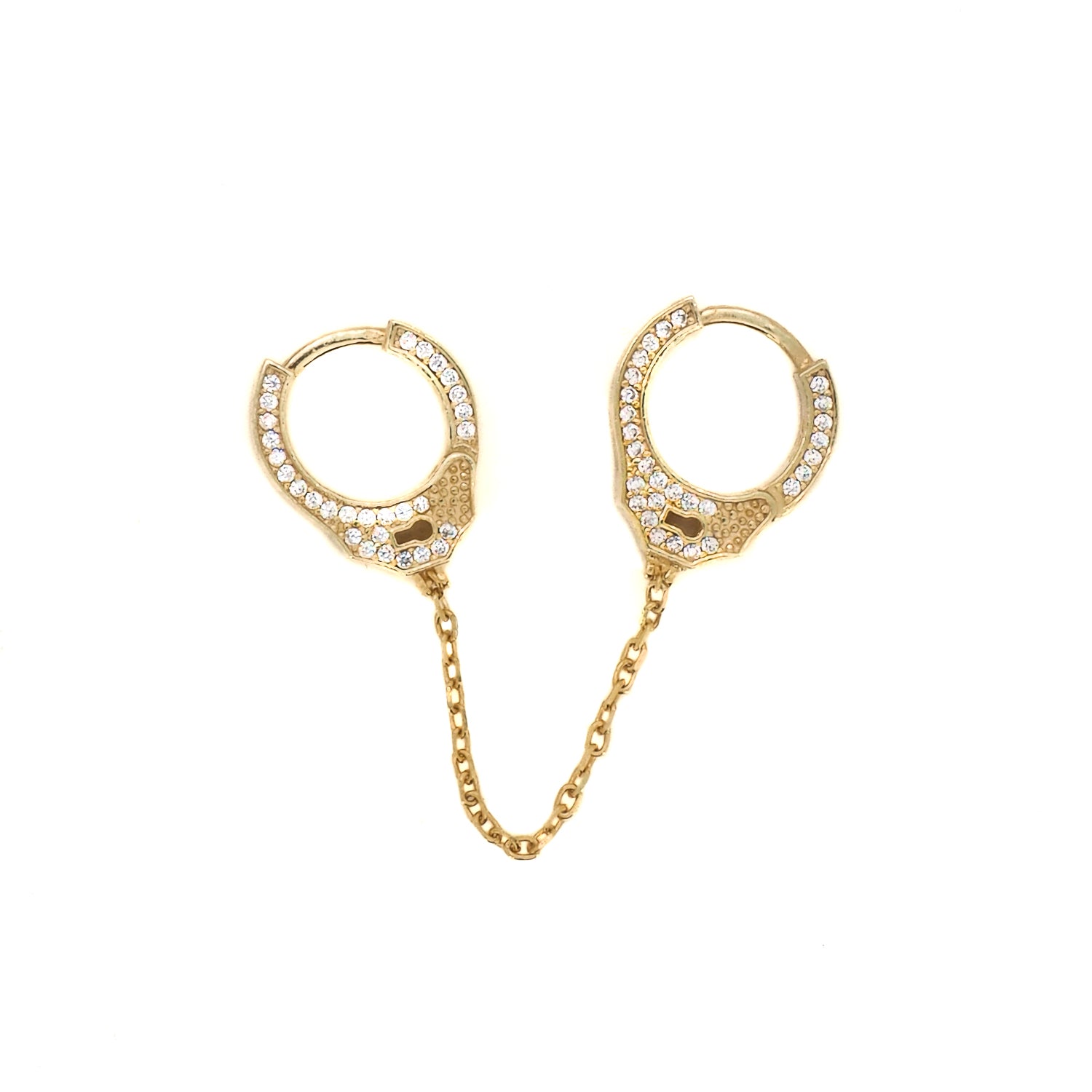 Commanding Attention: Gold & Diamond Handcuff Earrings