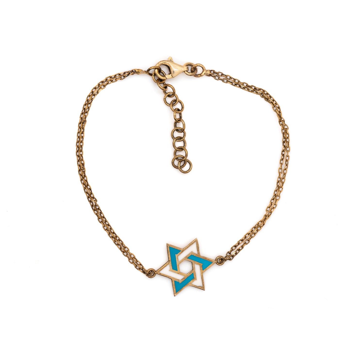 Gold &amp; Turquoise Star Of David Bracelet