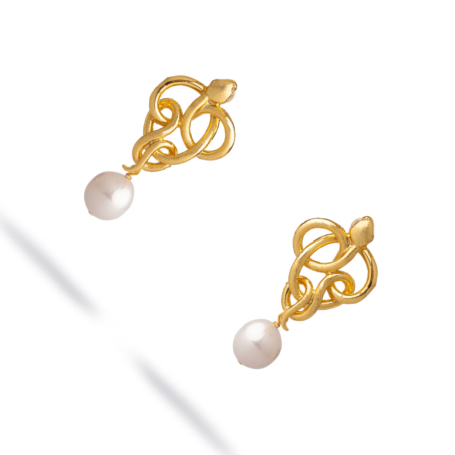 Golden Medusa Pearl Statement Earrings