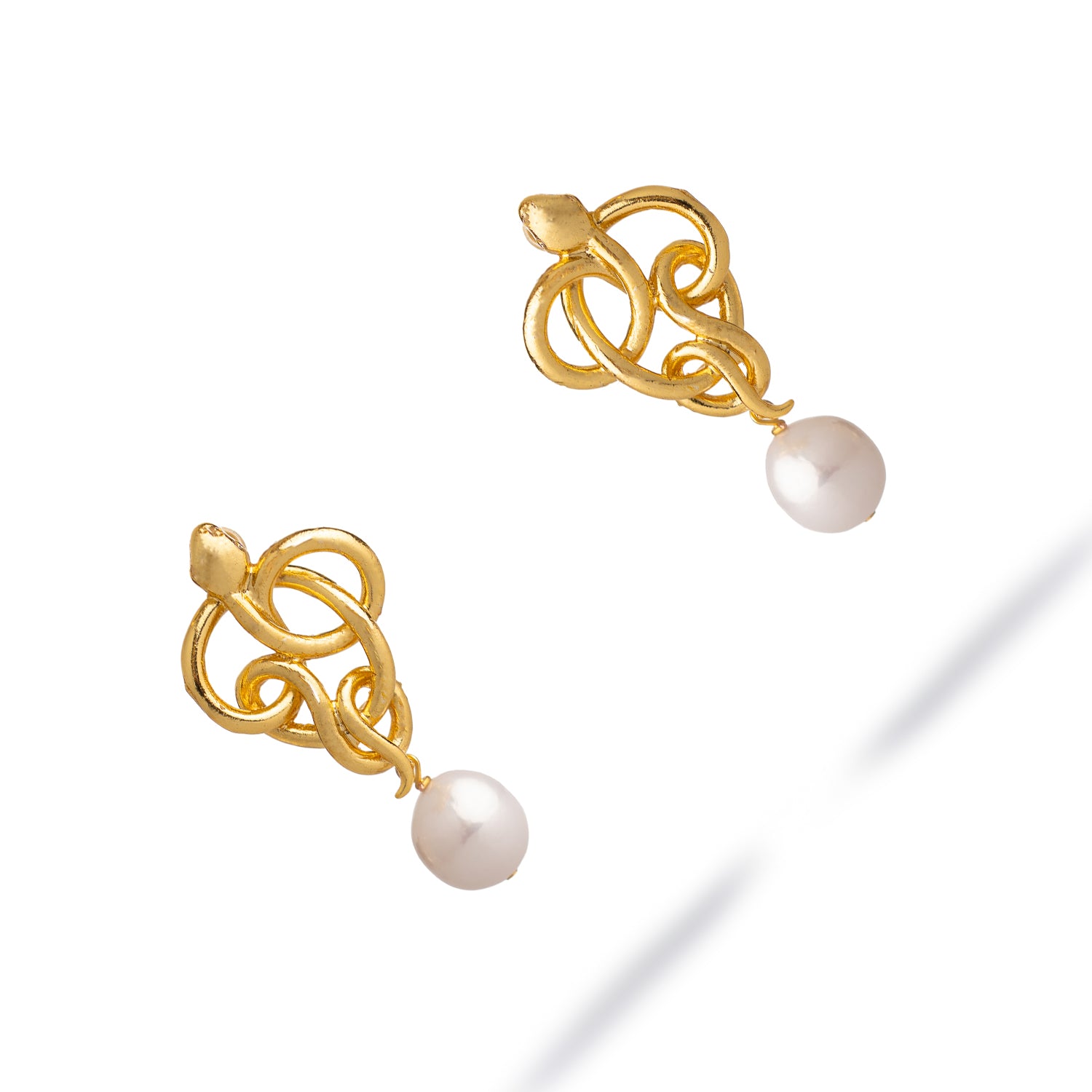 Golden Medusa Pearl Statement Earrings