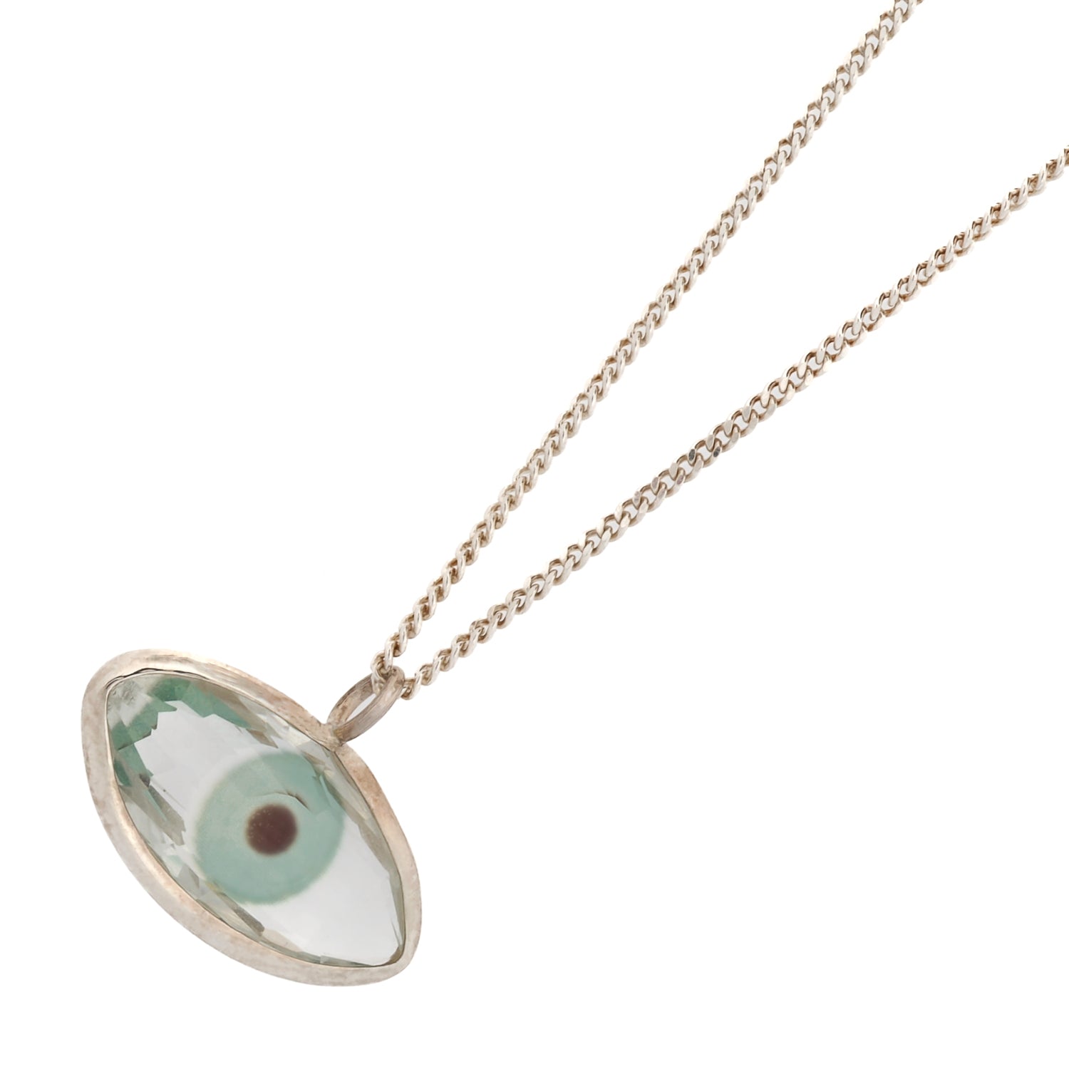 Green Glass and Silver Necklace symbolizing protection and prosperity.