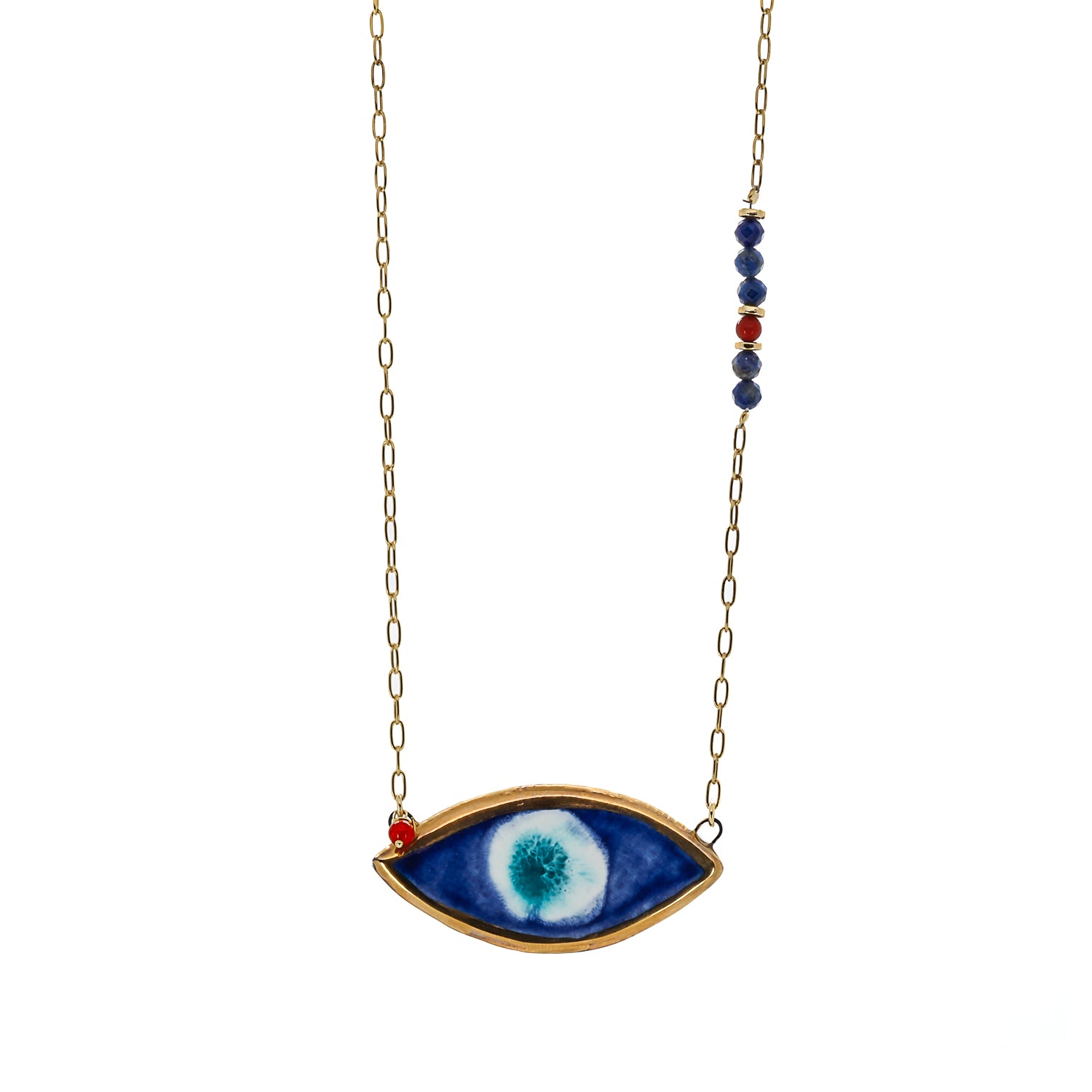 Handmade Ceramic Evil Eye Necklace - Artistry and Symbolism.
