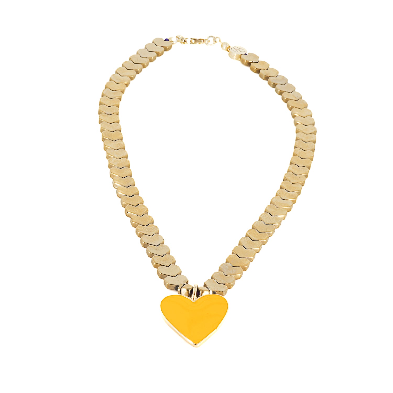18K Gold Plated Yellow Enamel Pendant - A heart pendant symbolizing optimism and love.