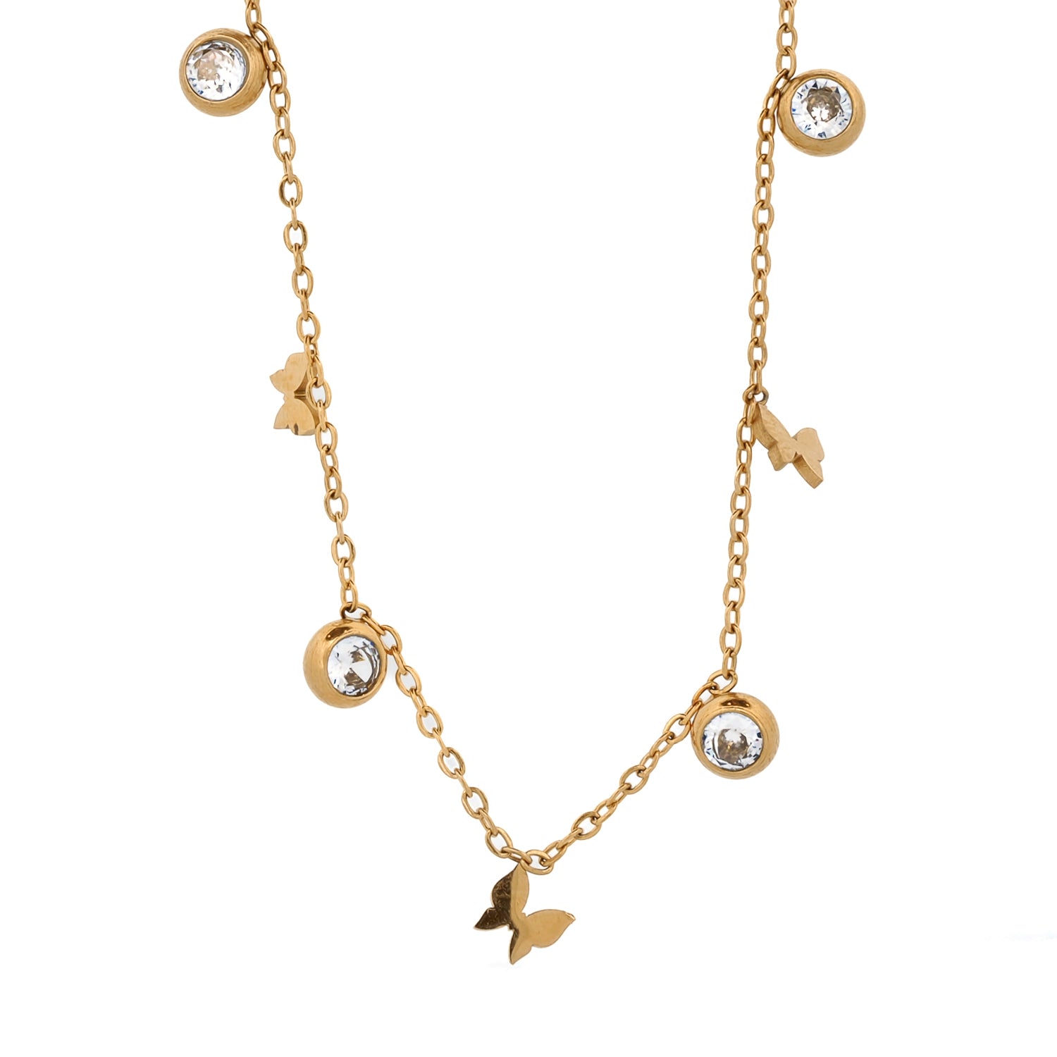 Elegant Butterfly Gold Necklace with Diamonds