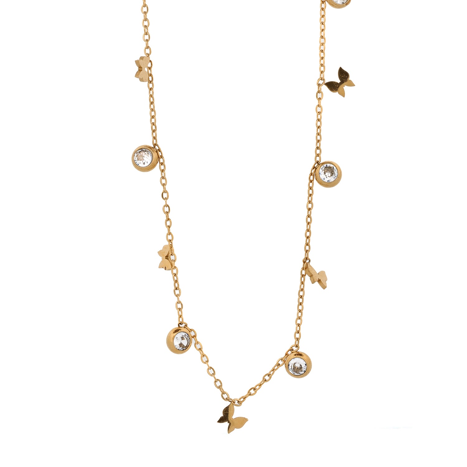 Stainless Steel Gold Butterfly Necklace