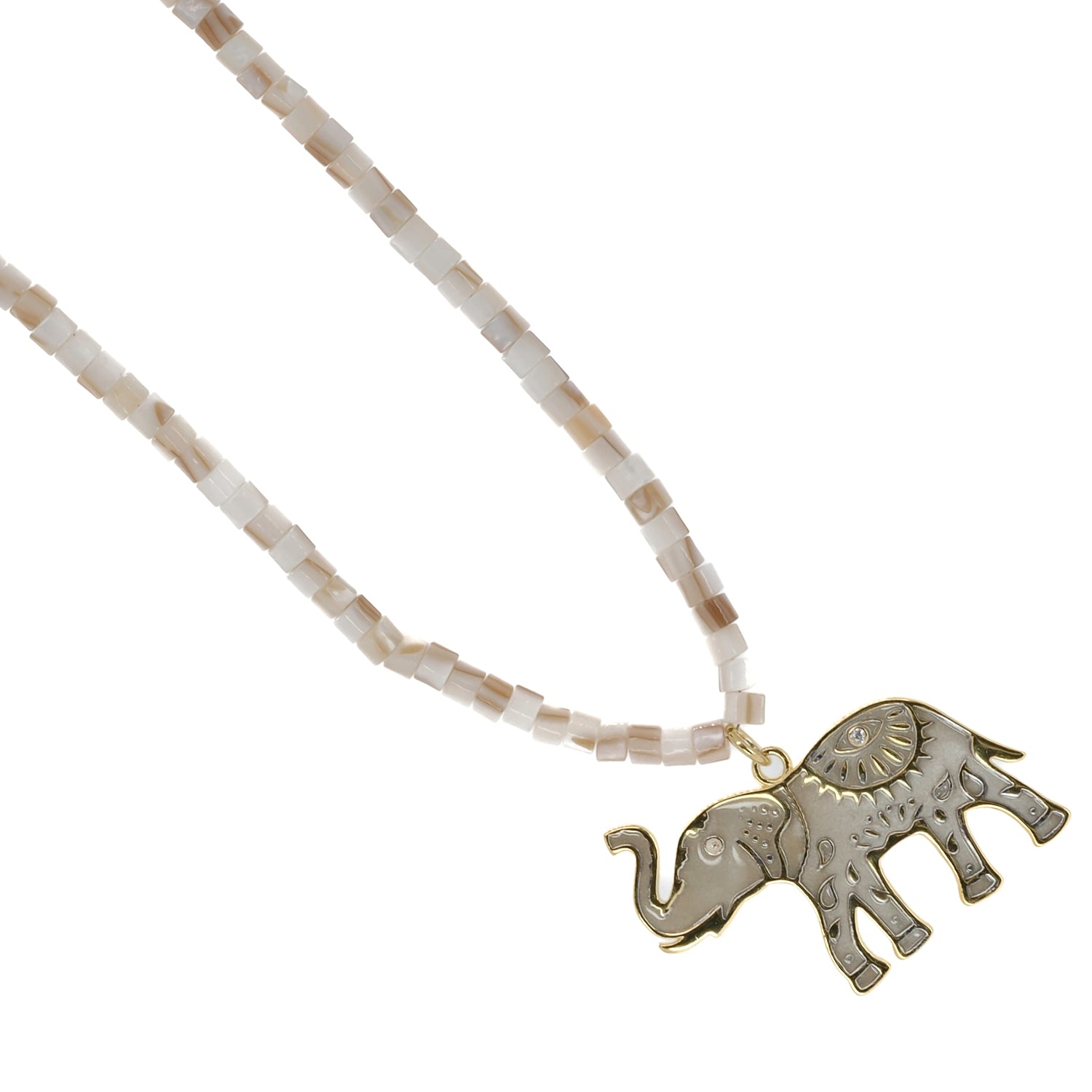 18K Gold Plated Elephant Pearl Necklace