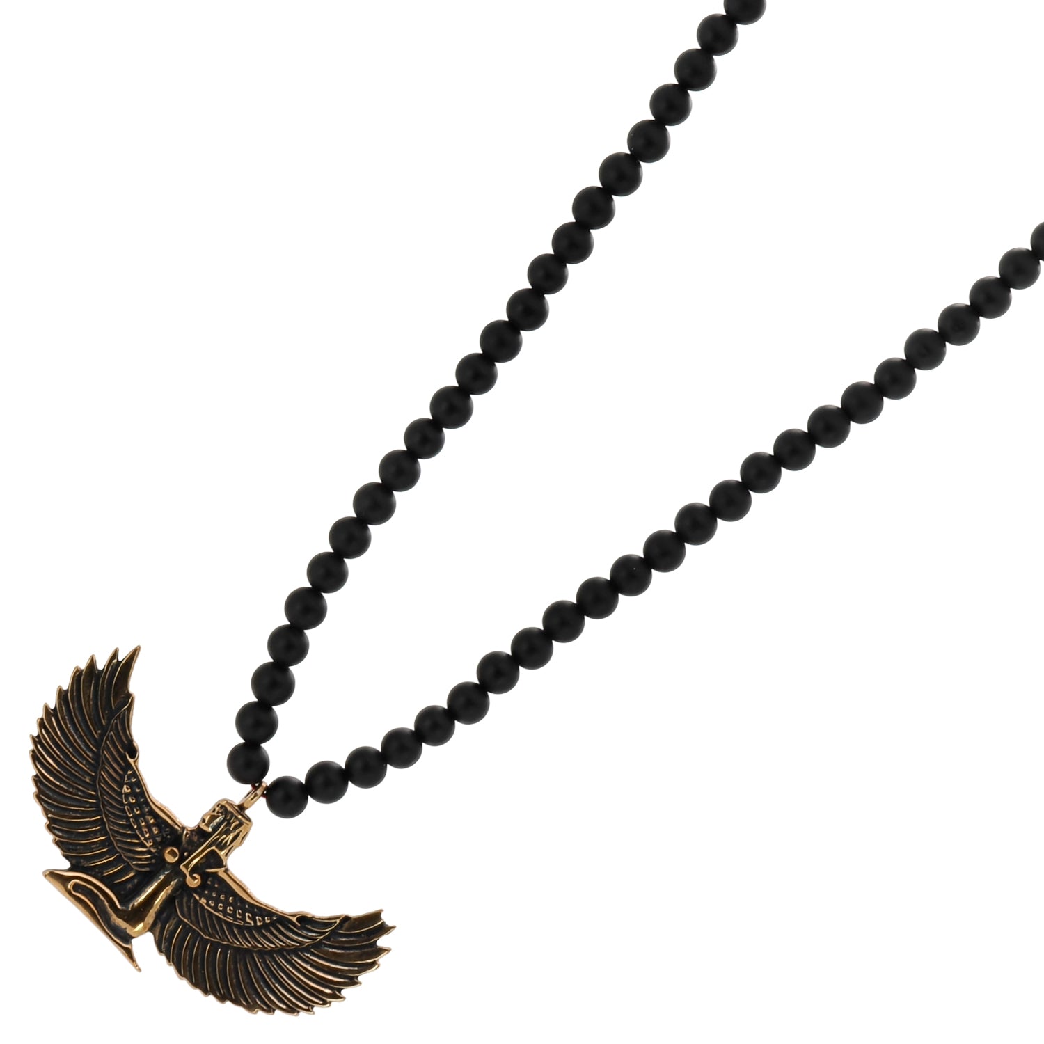 Healing and Protection Onyx Stone Necklace with Isis Pendant