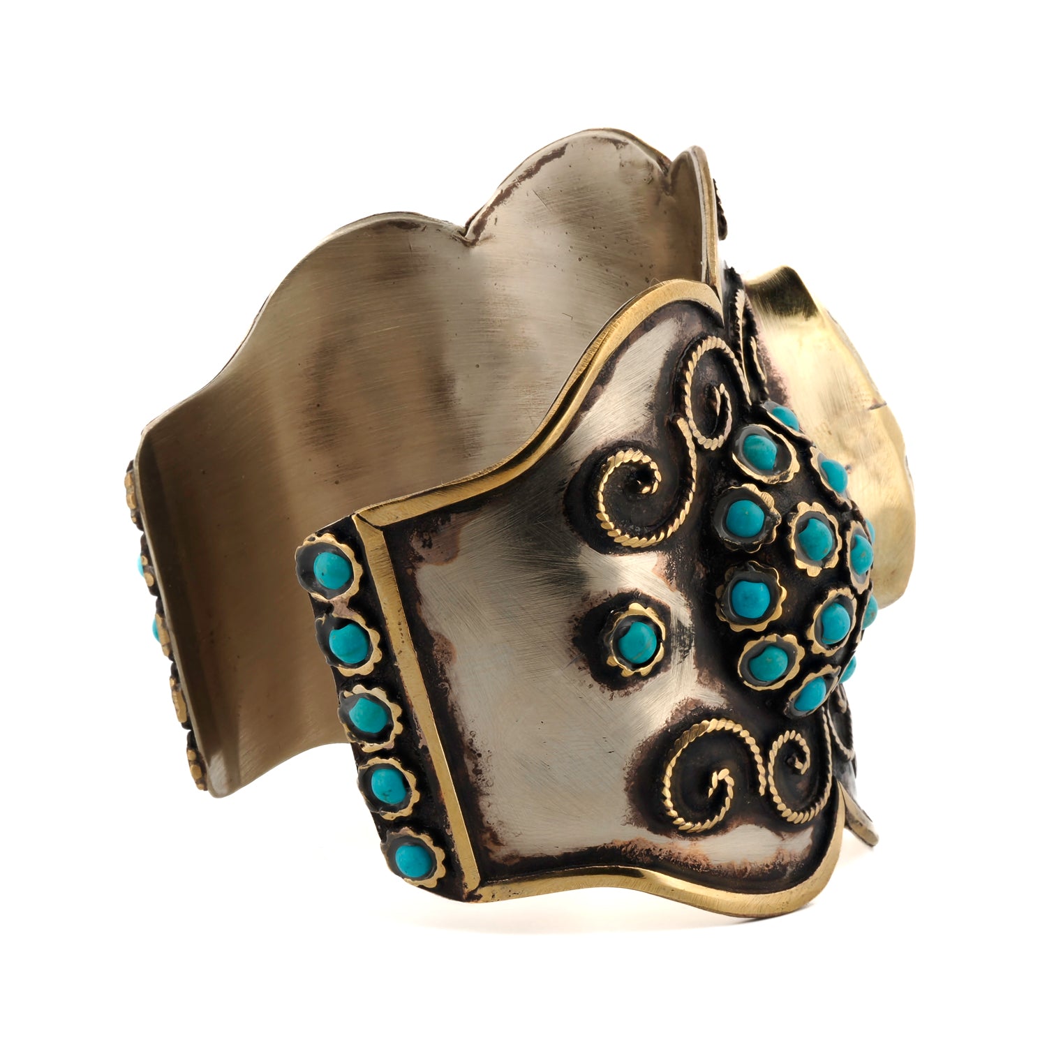 Adjustable bracelet with high-quality vintage silver and gold finish