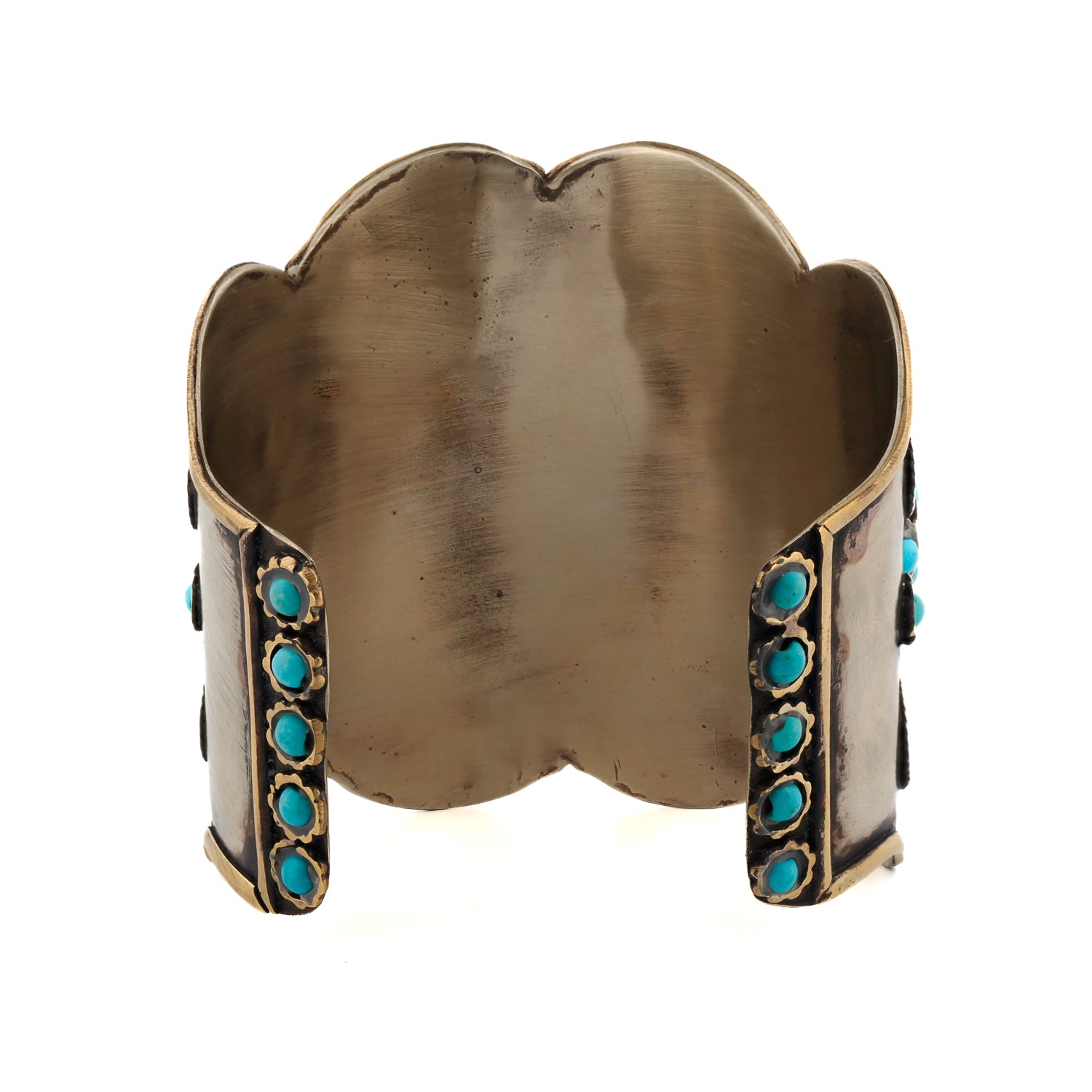 Vintage silver chunky bracelet with teardrop turquoise gemstone