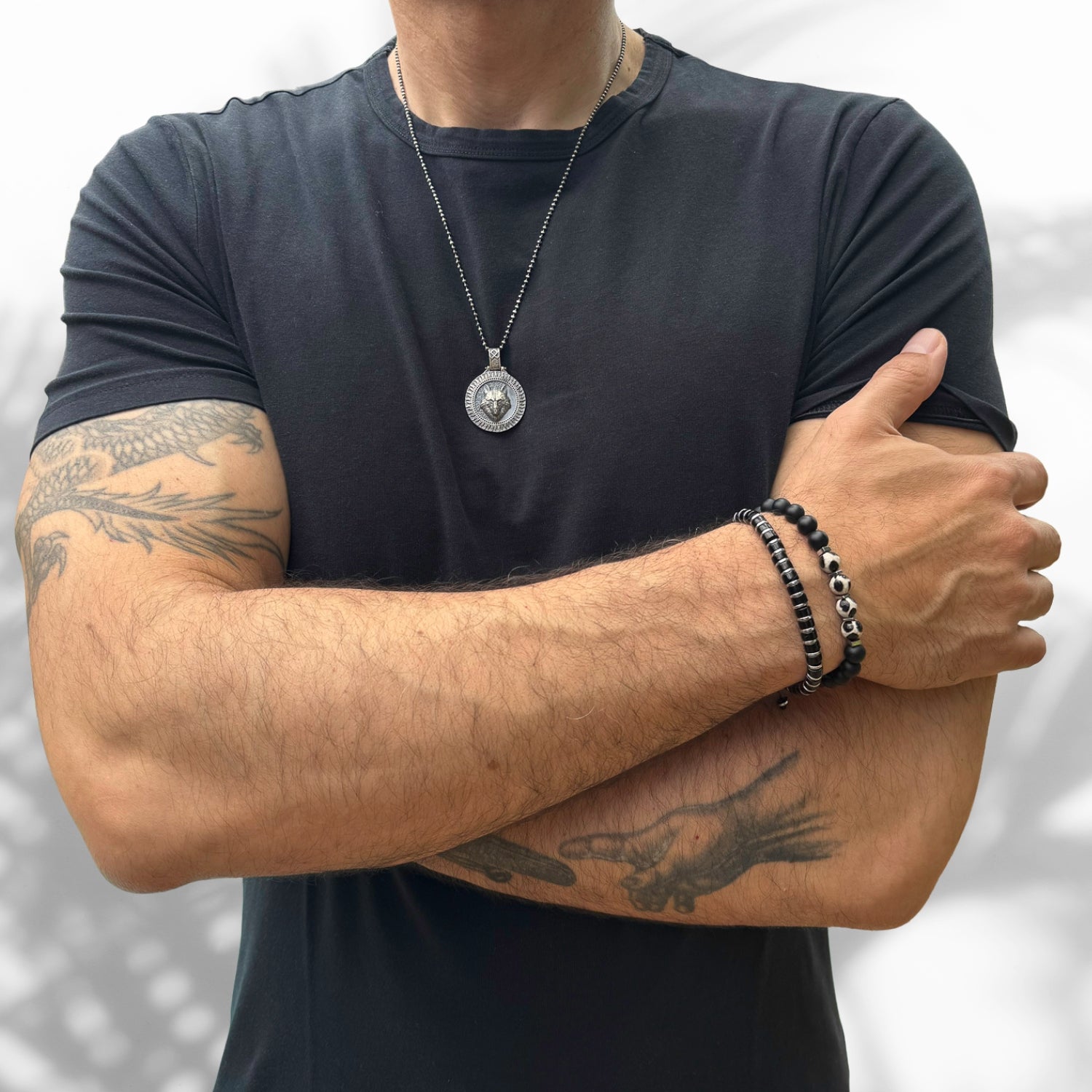 Elegant men's bracelet crafted from black onyx nugget stones and adorned with silver hematite spacers.