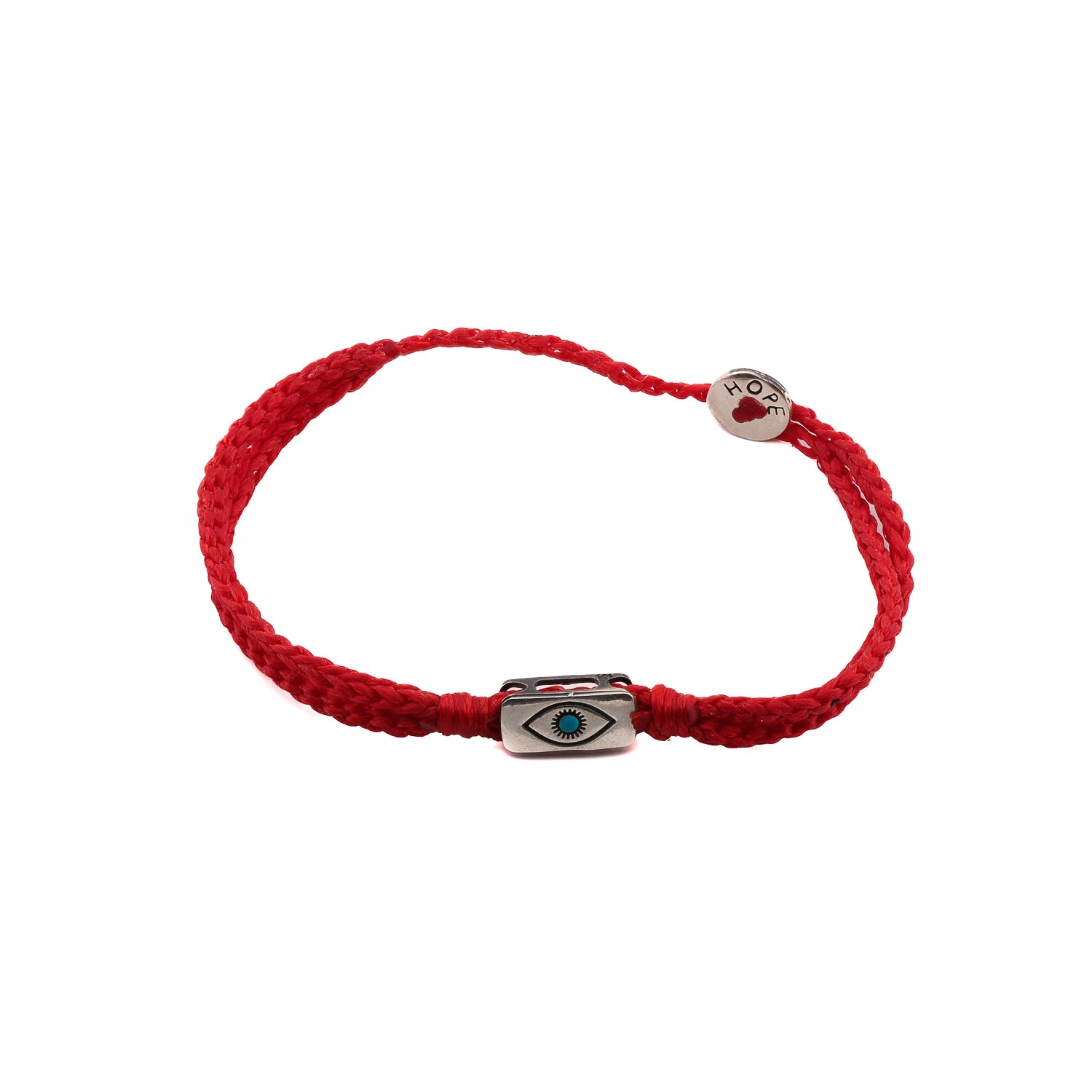 Men's Adjustable Evil Eye Bracelet with Sterling Silver Charm and Red Rope