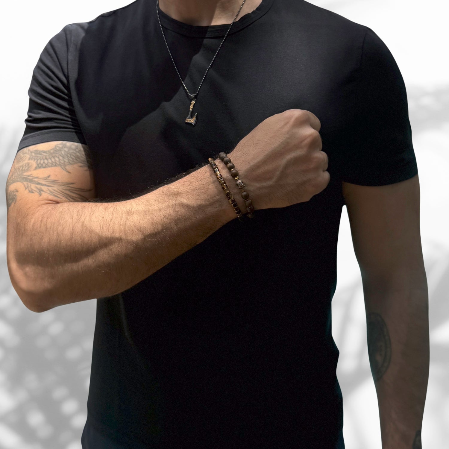 Men's Tiger's Eye Stone Bracelet with Gold Hematite Accents, Handcrafted Jewelry