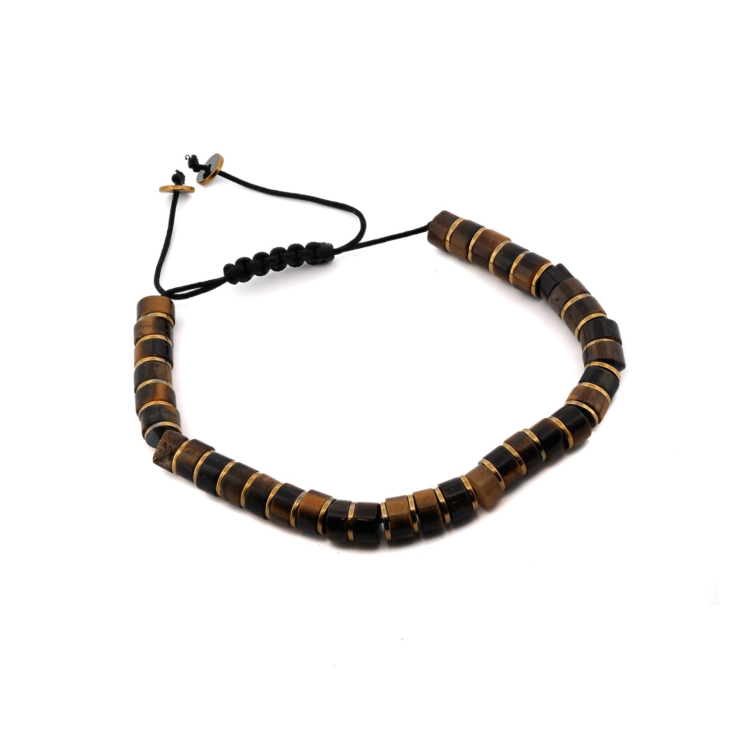 Unique Men's Gemstone Bracelet Featuring Tiger's Eye and Gold Hematite Accents