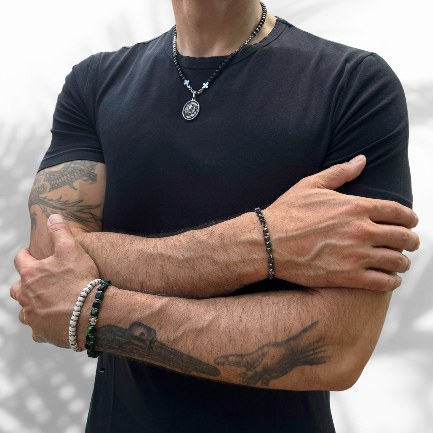 Handcrafted White Howlite Beaded Bracelet for Men