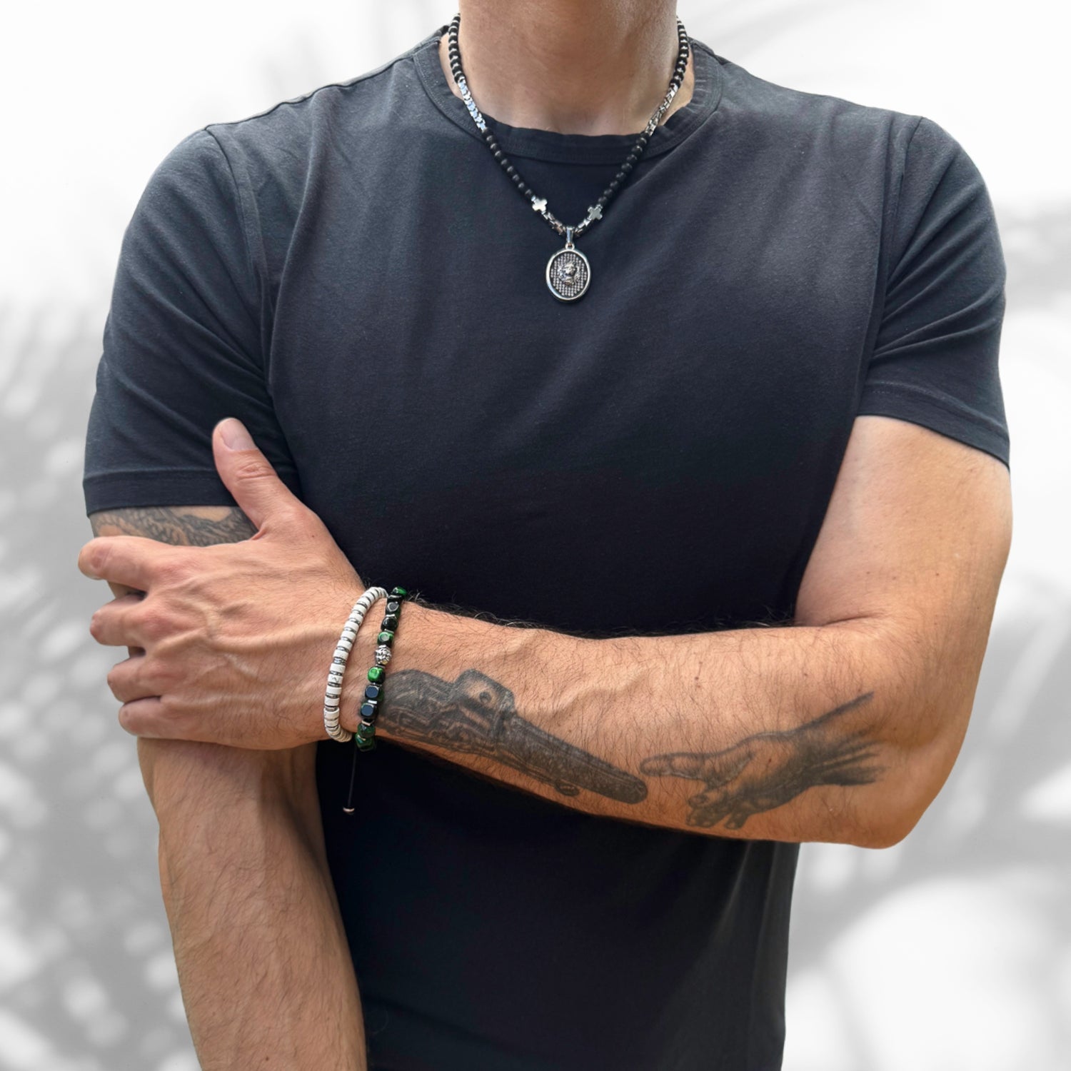 Adjustable Men's Bracelet with White Howlite Nuggets