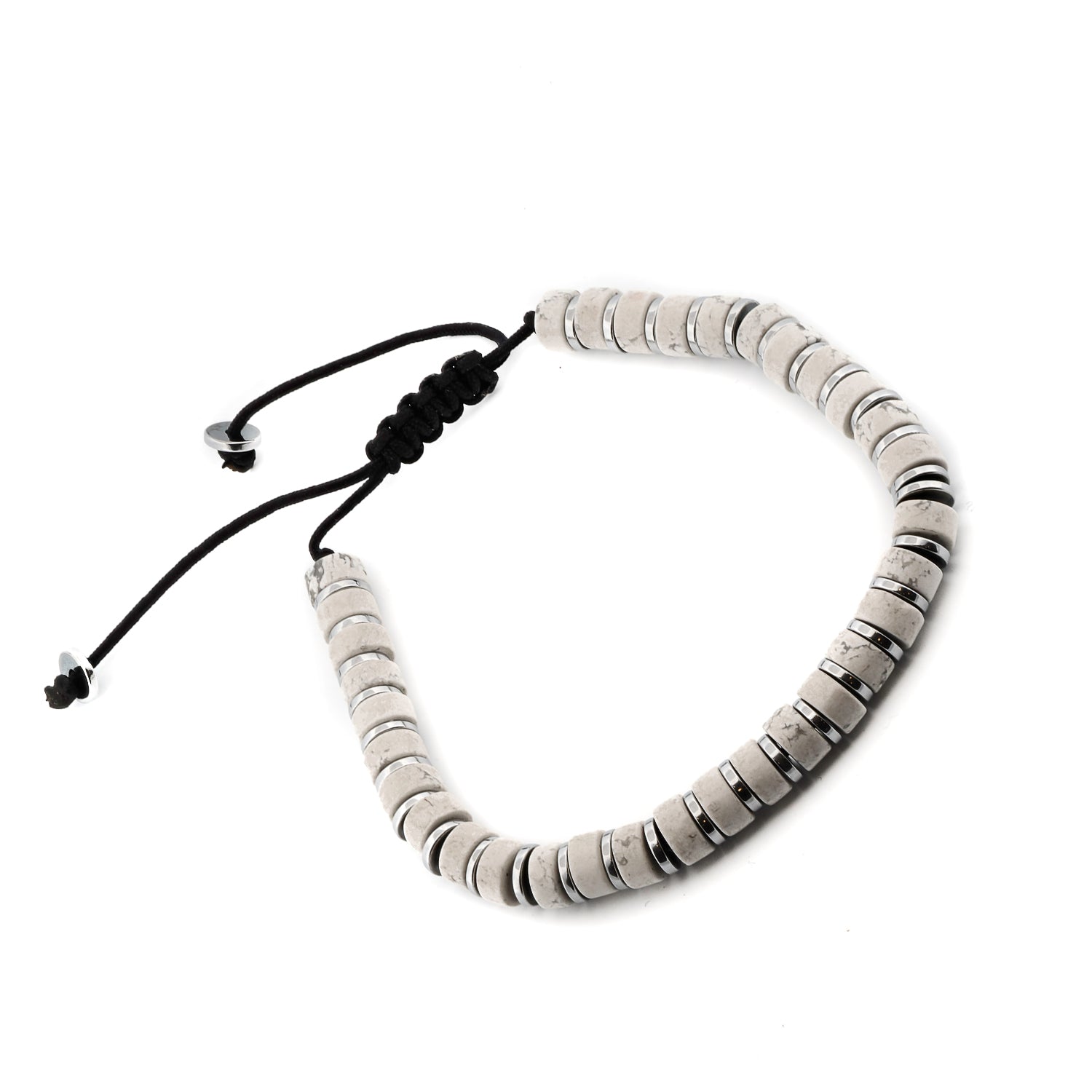 Stylish Men's Bracelet with Silver Hematite and Howlite Stones