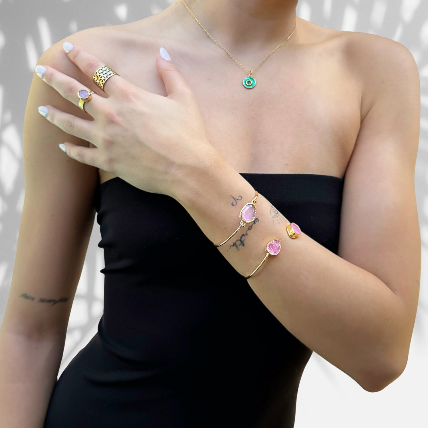 Ring styled with a minimalist outfit – Demonstrating how the bold geometric design adds a striking touch to simple attire.