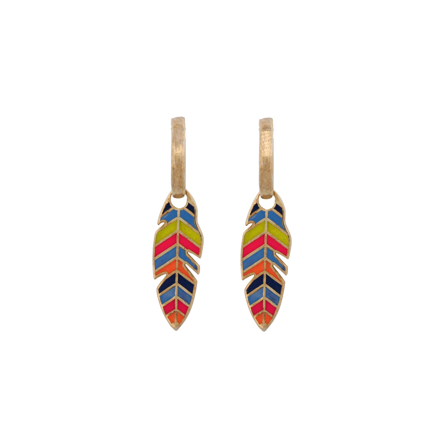 Multicolor Enamel Leaves Hoop Earrings