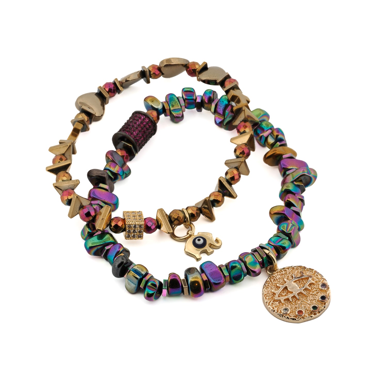 Handcrafted Lucky Elephant Evil Eye Bracelet Set