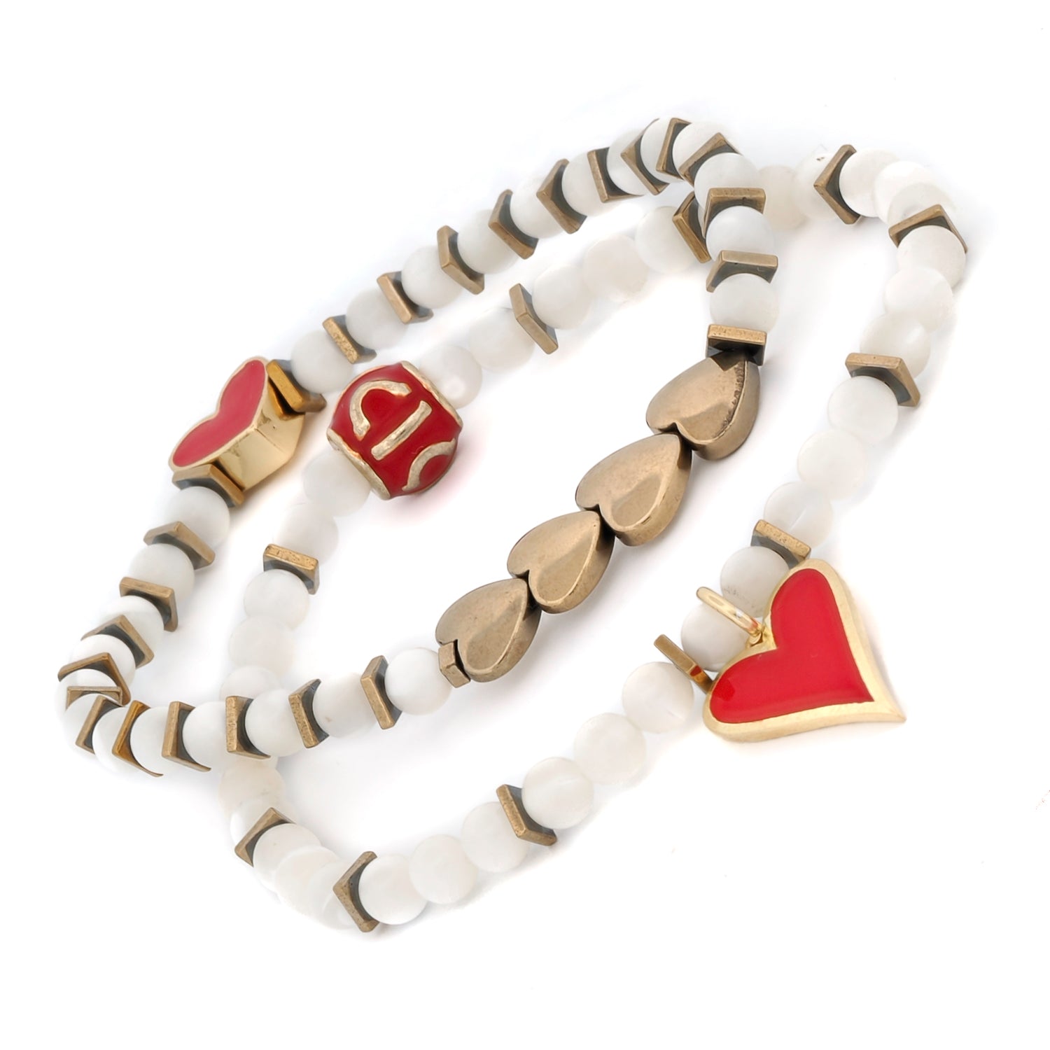 Red &amp; Gold Love Symbol Bracelet Collection