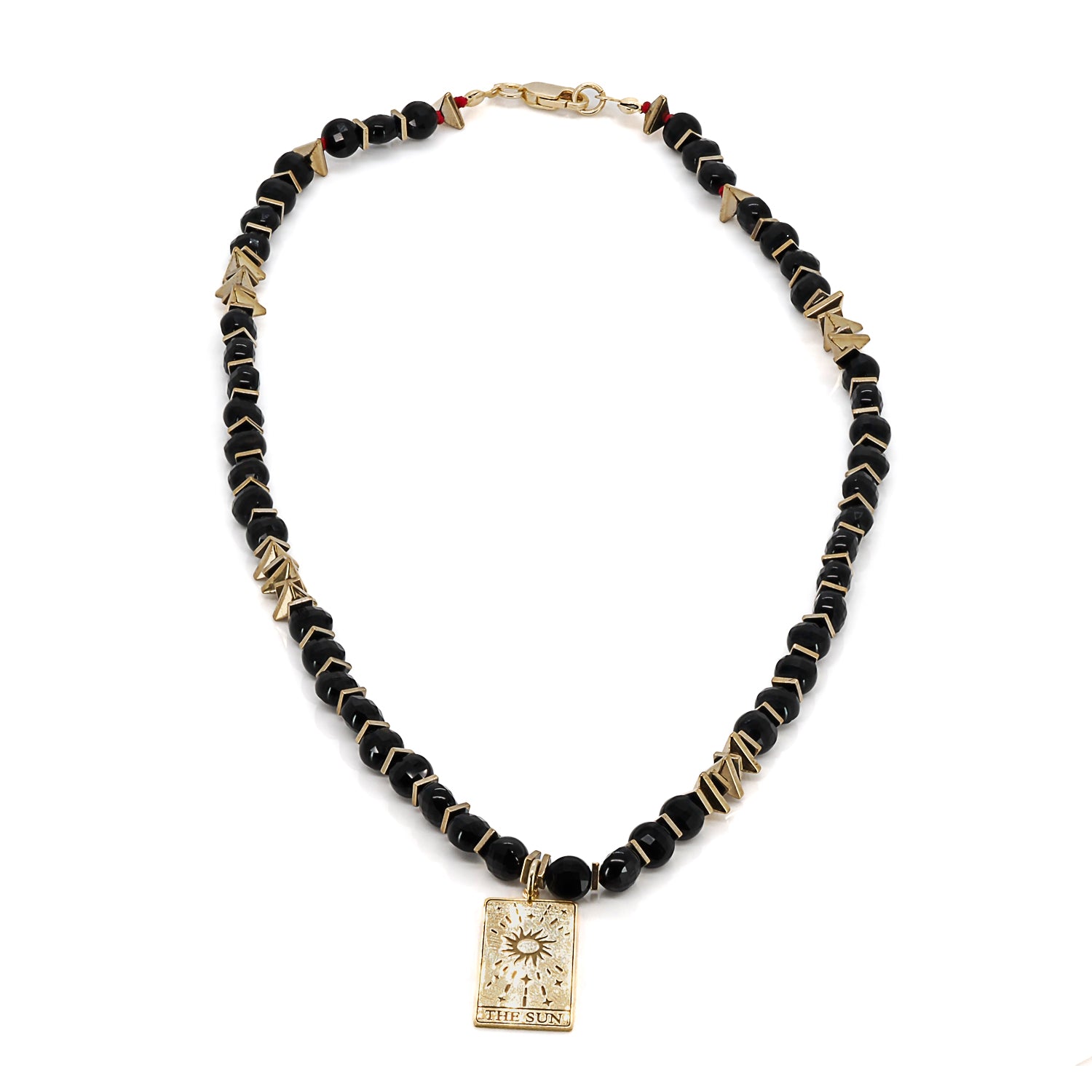 Black Onyx Beads and Gold Hematite Spacers in 18'' Necklace