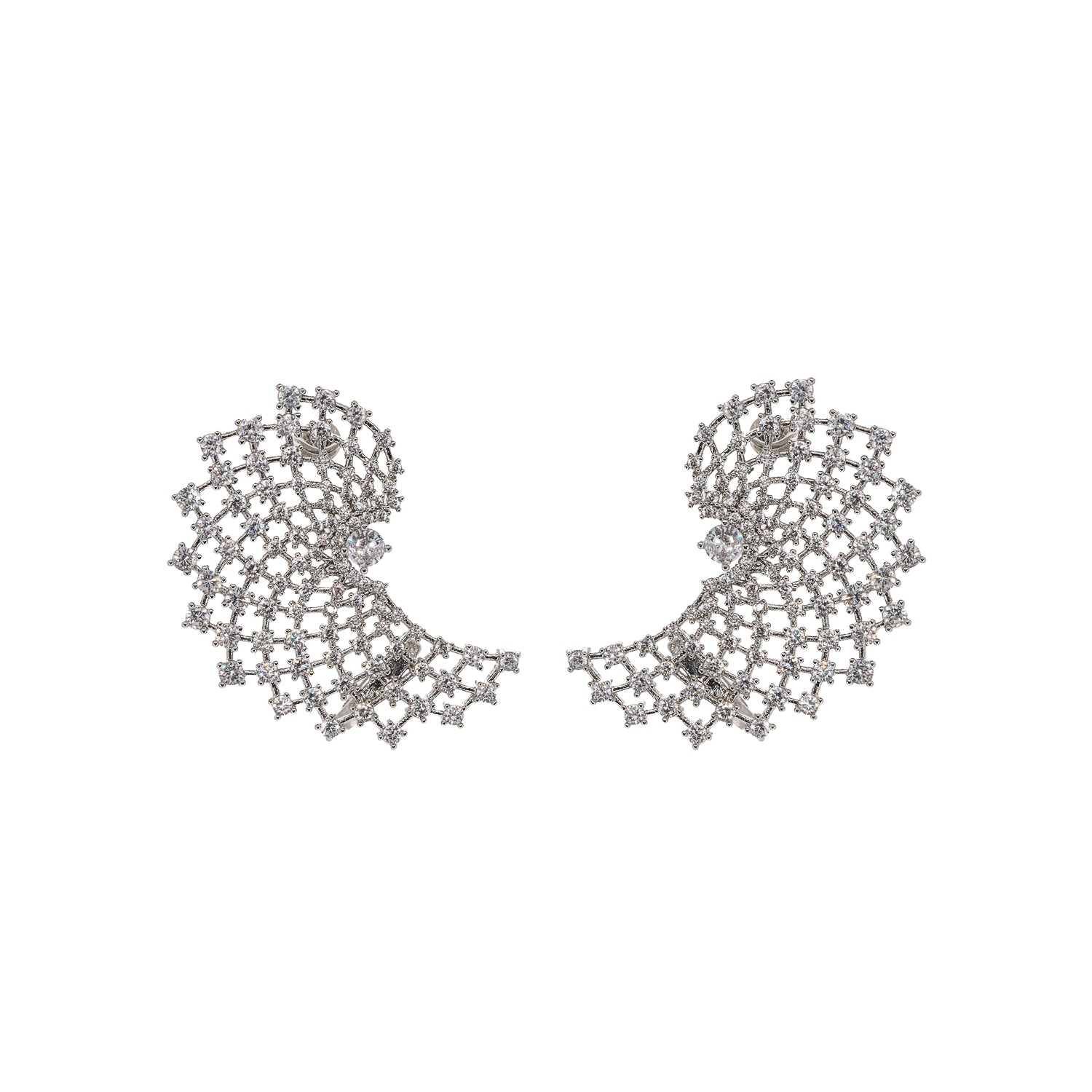 Night Life Diamond Drop Silver Cuff Earrings – EBRU JEWELRY