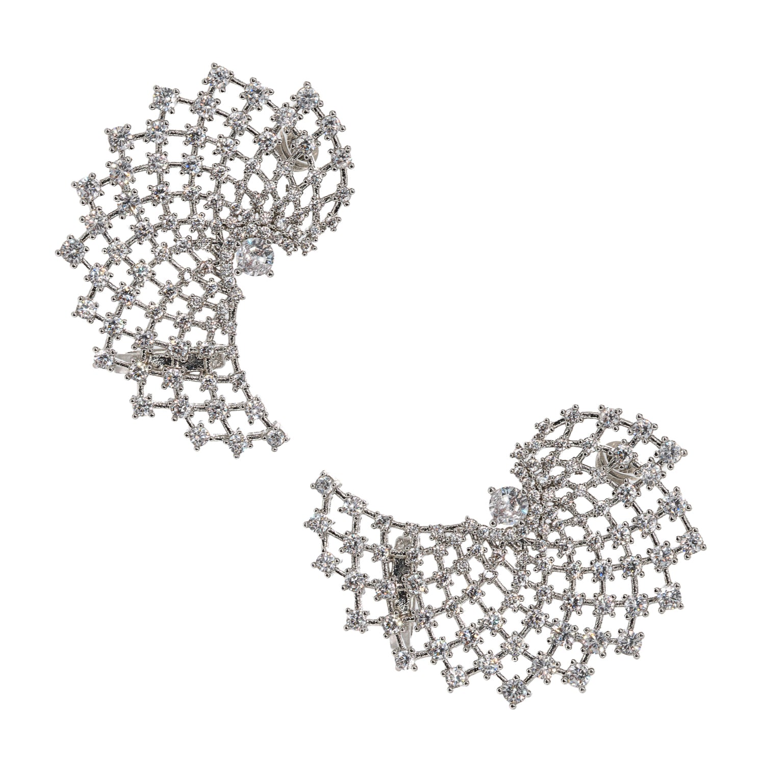 Adaptable Night Life Earrings: CZ Diamonds on 18K White Gold-Plated Silver
