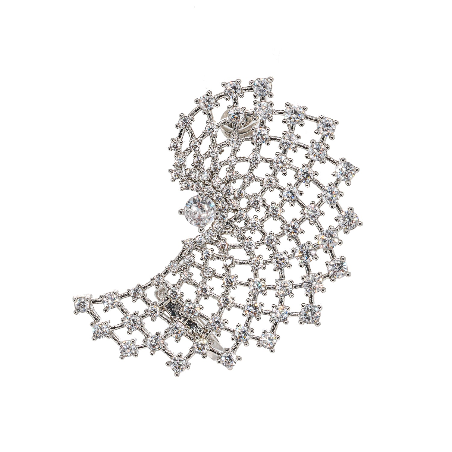 Chic 18K White Gold-Plated Silver Earrings with CZ Diamond Drop Feature