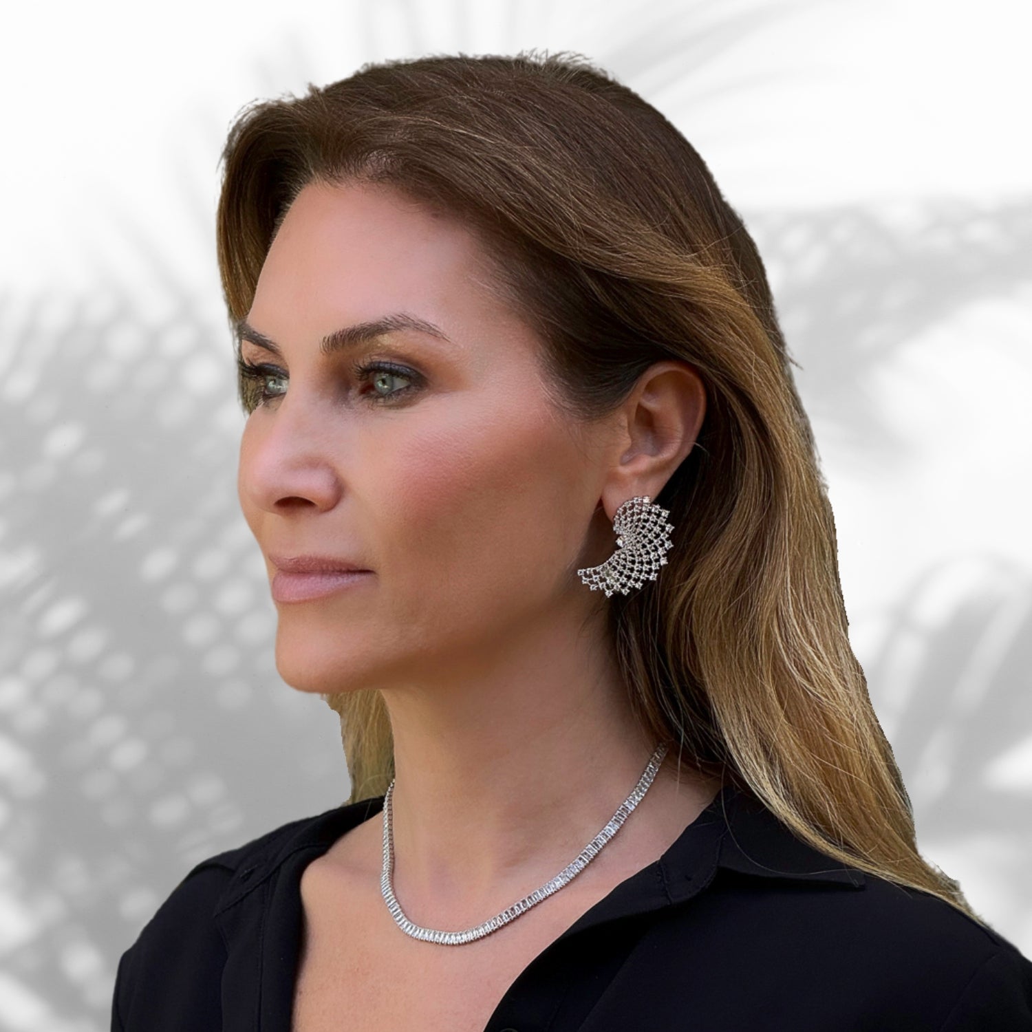 Dazzling Night Life Earrings with CZ Diamonds and 18K White Gold Plating