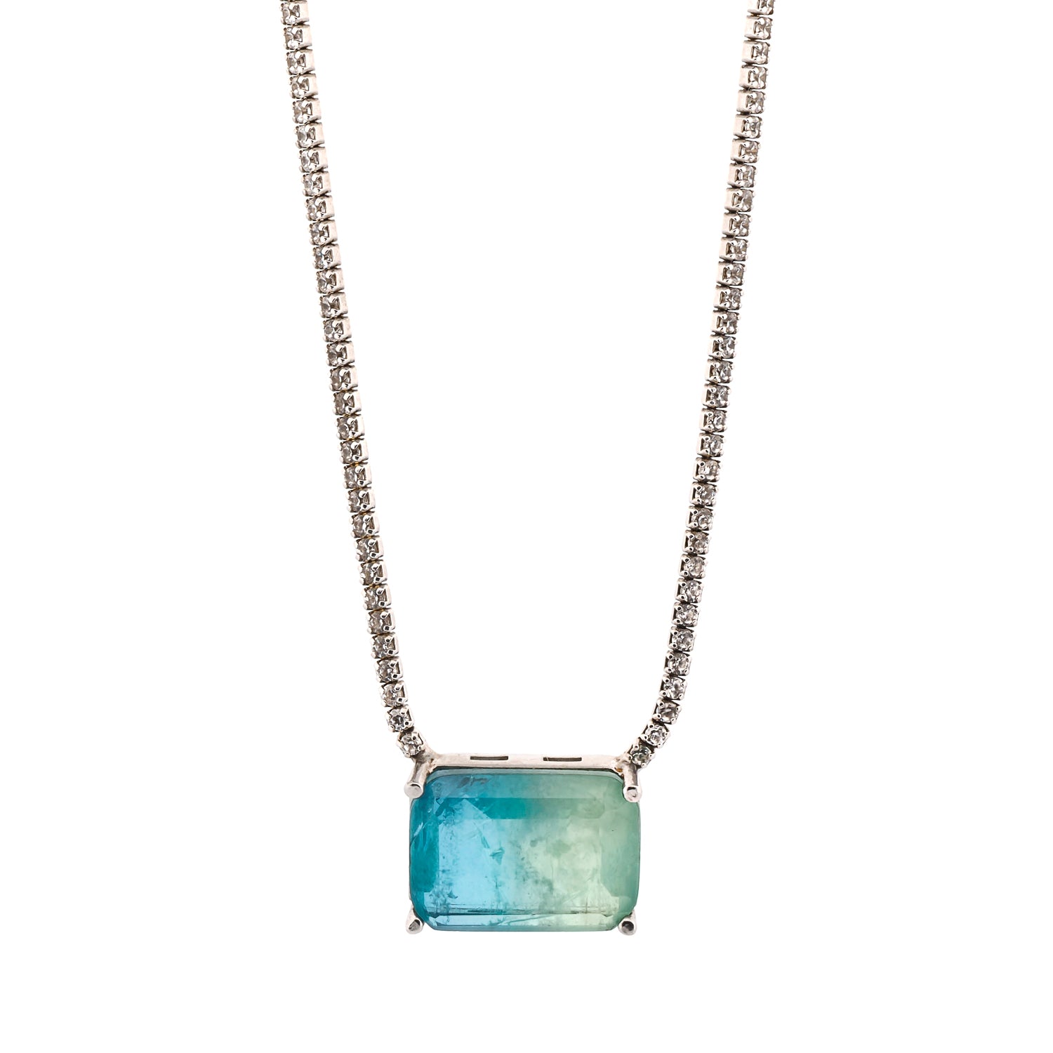 Paraiba Tourmaline Diamond Chain Necklace