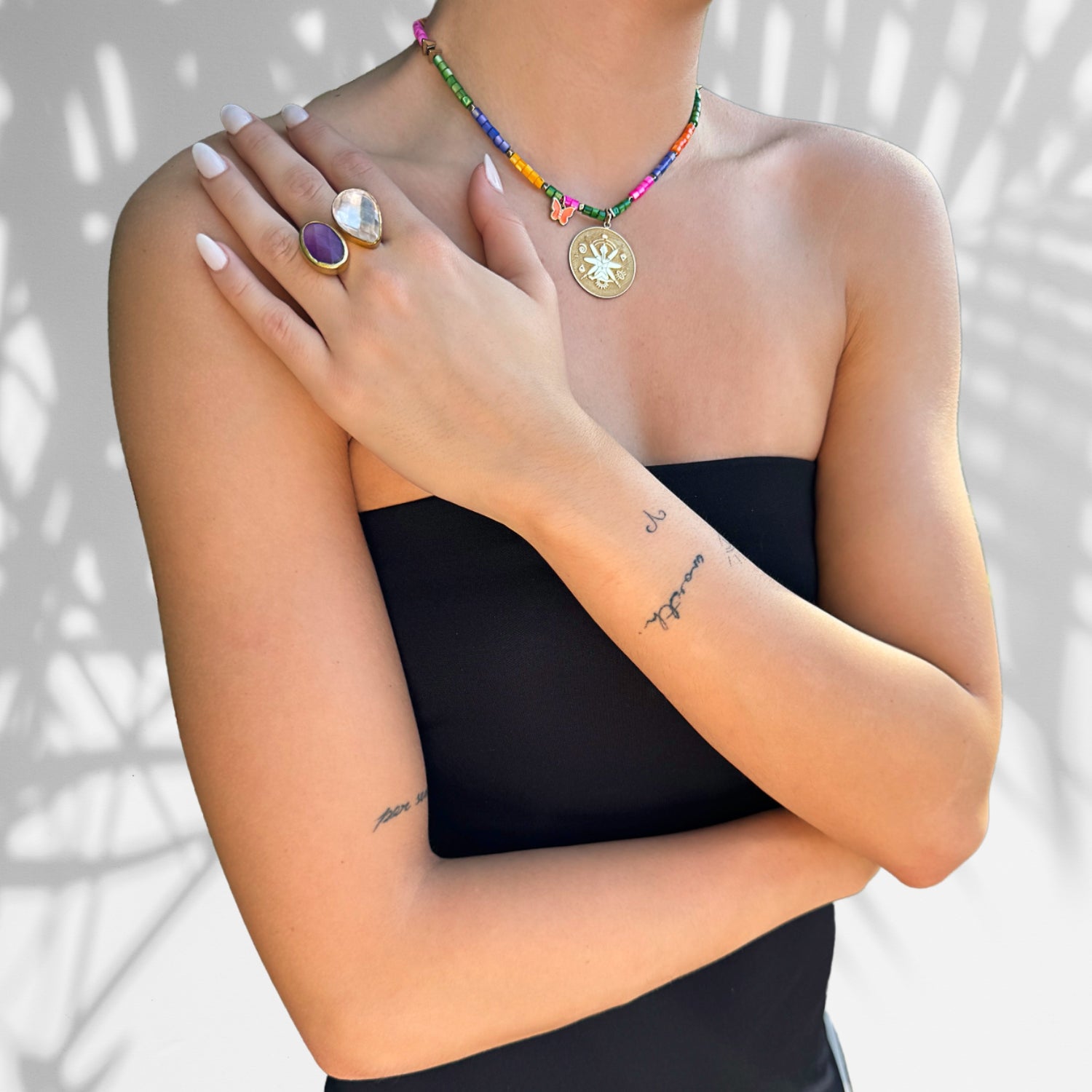 Handmade Double Gemstone Gold Plated Ring