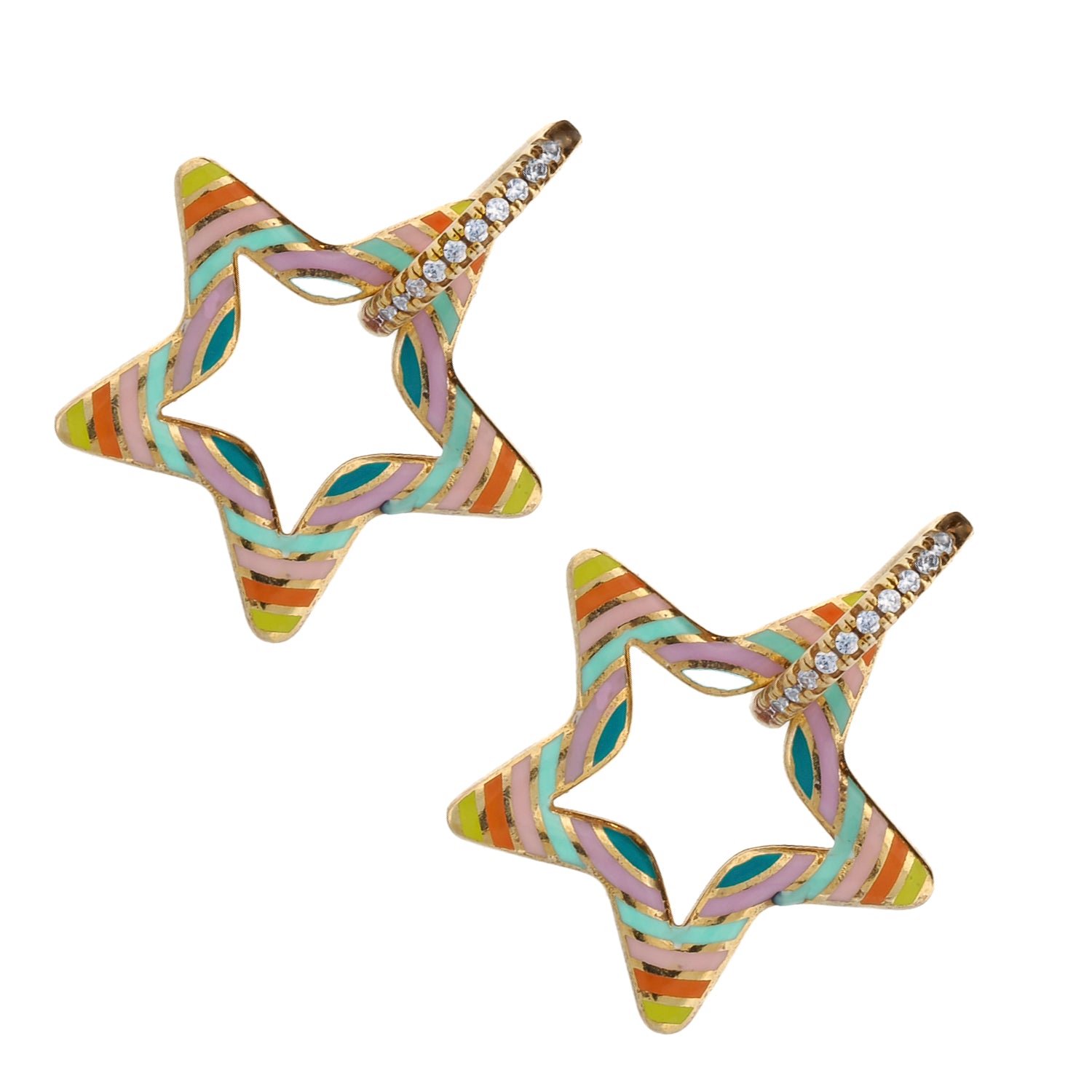 Fusion of hues: Sterling Silver Earrings with delicate Pastel Colors