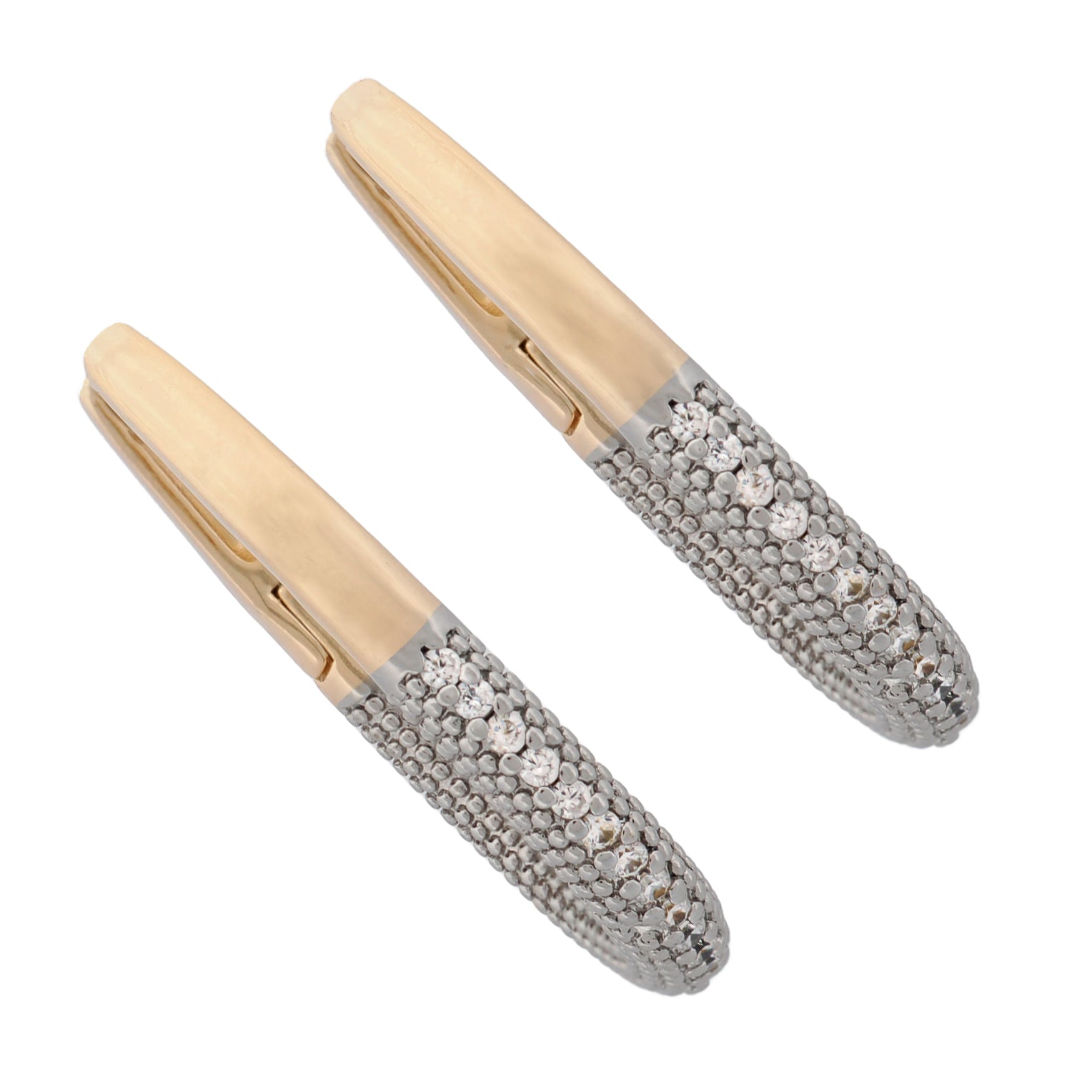 Pave Diamonds Gold Hoop Earrings