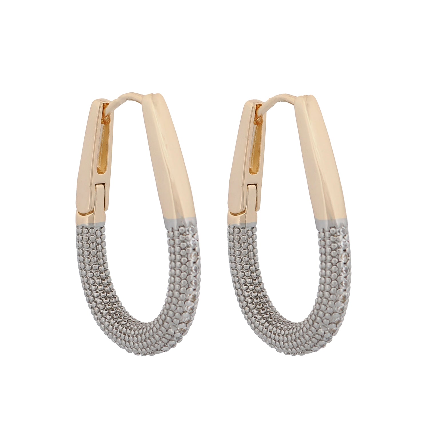 Pave Diamonds Gold Hoop Earrings