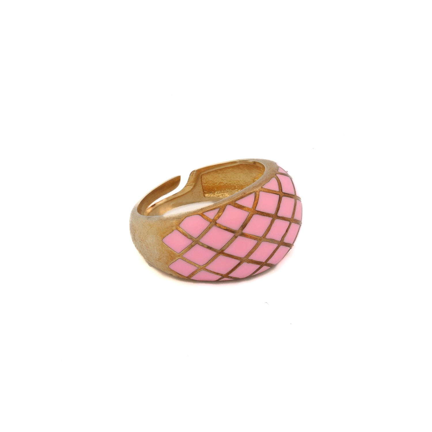Pink & 18K Gold Adjustable Fashion Ring