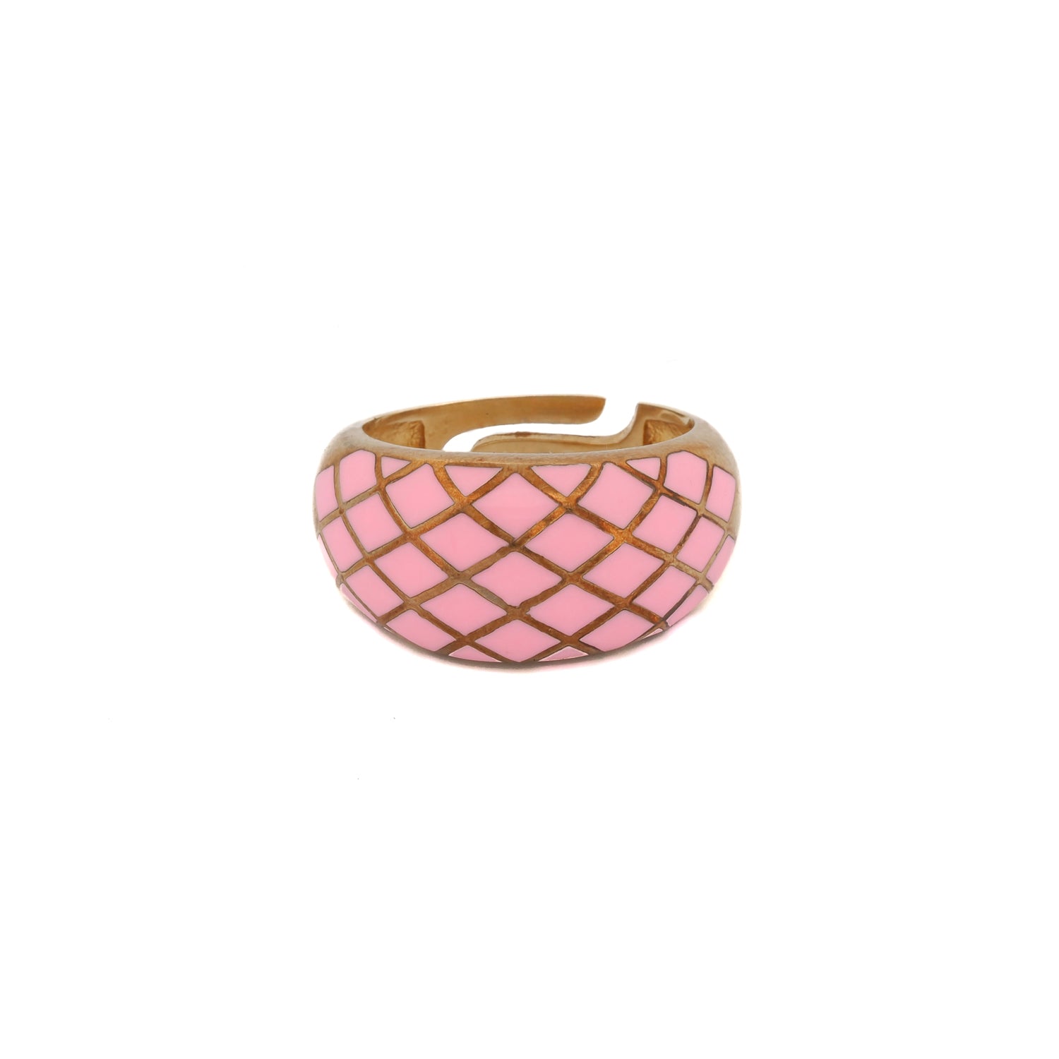 Pink & Gold Adjustable Ring, 18K Gold Plated