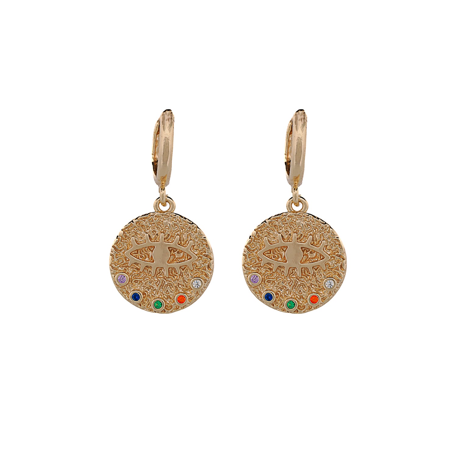 Multicolor Gemstone Evil Eye Earrings, handcrafted in the USA, a reflection of inner strength.
