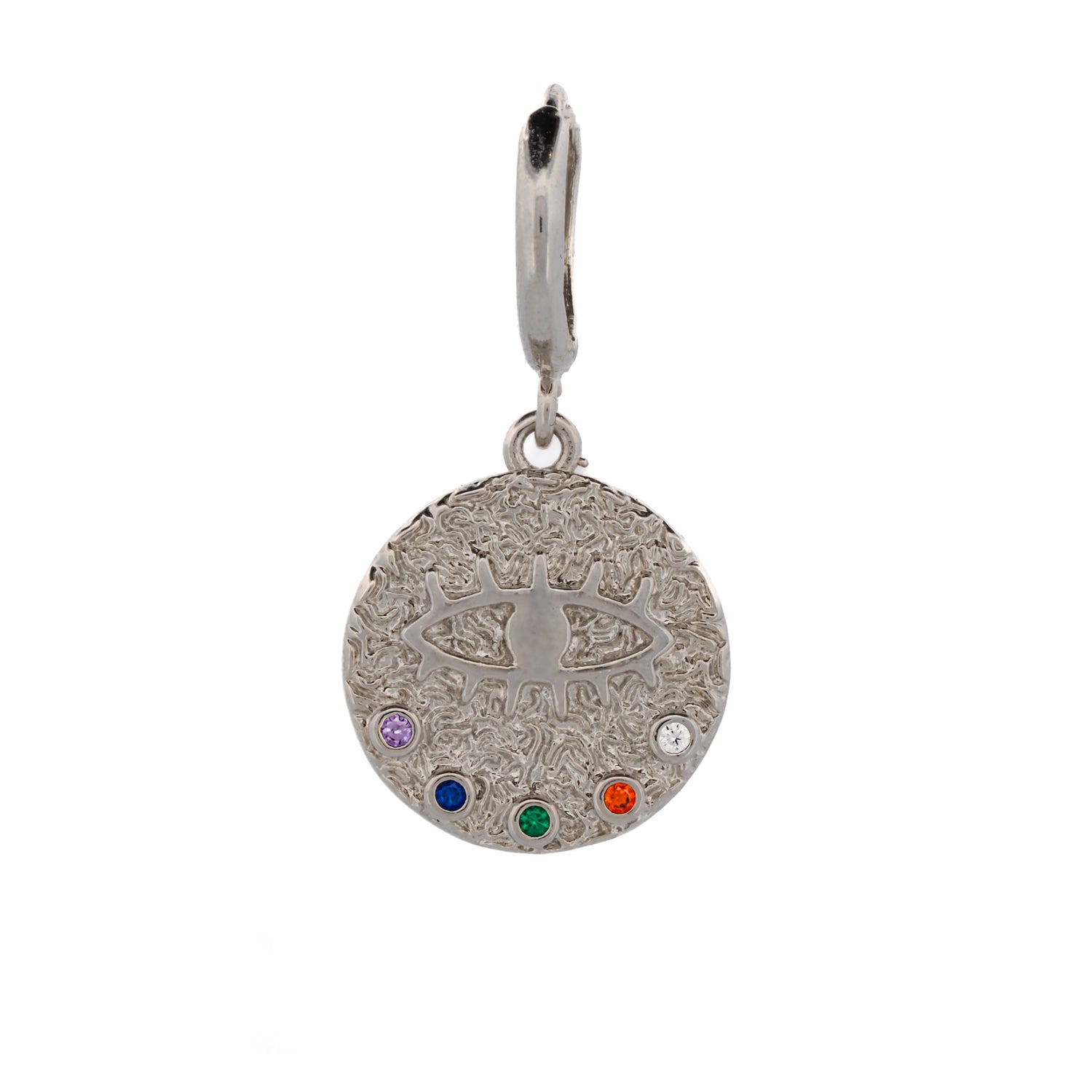 18K gold-plated earrings with colorful Evil Eye talisman, set in silver brass