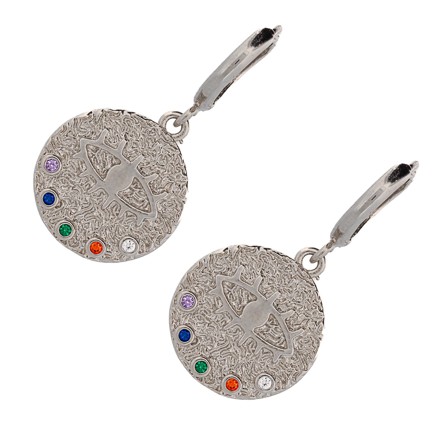 Handmade earrings with 18K gold-plated brass, showcasing a multicolor Evil Eye design