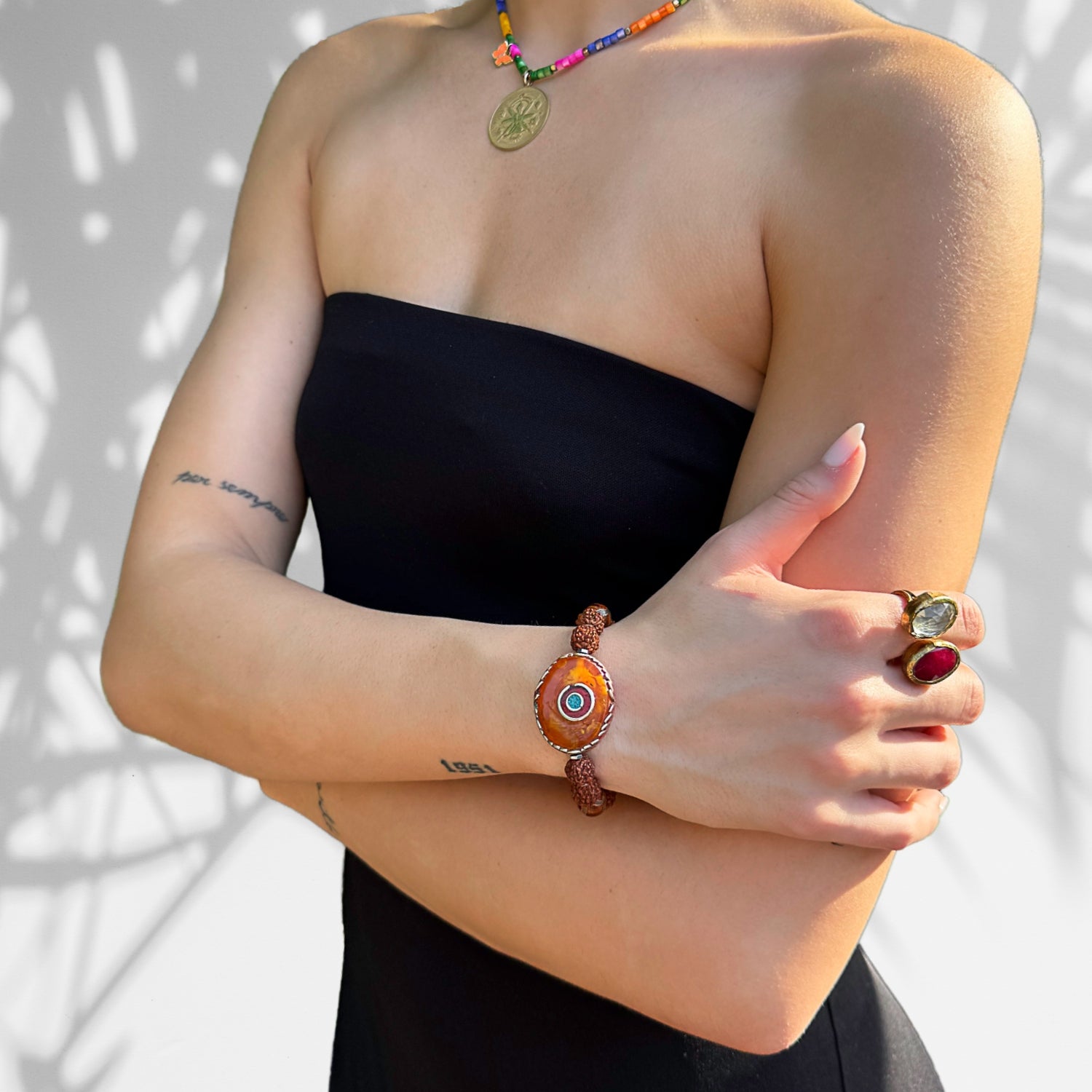 spiritual rudraksha bead bracelet with Nepal large eye bead