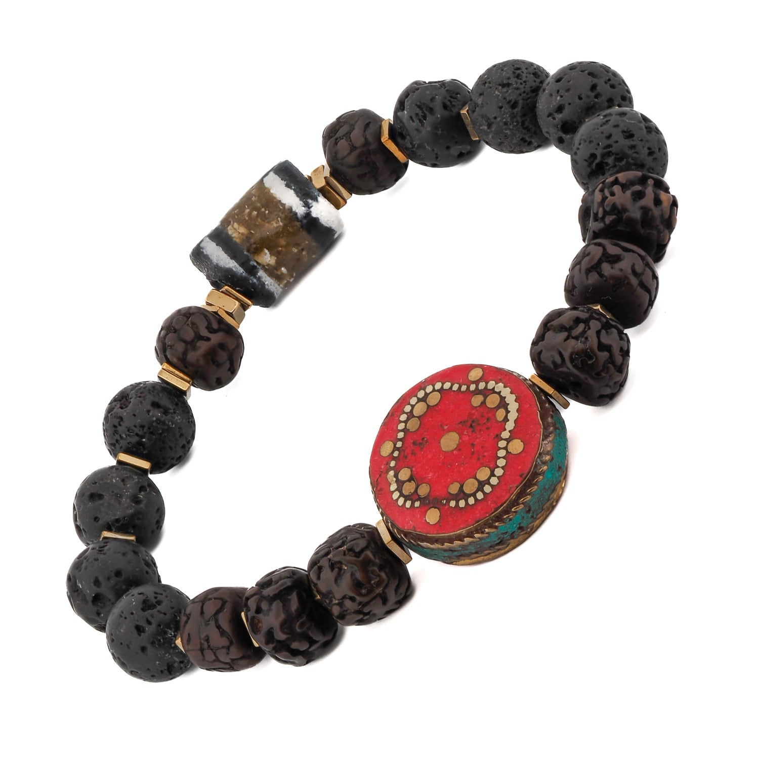 unique meditation bracelet with natural prayer seed beads and gold spacers