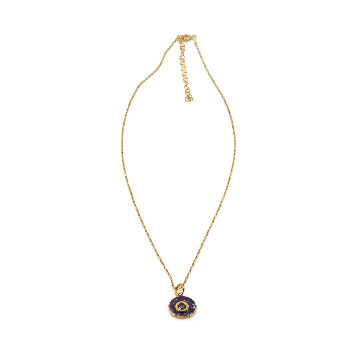 Handmade Purple Enamel Amethyst Evil Eye Necklace