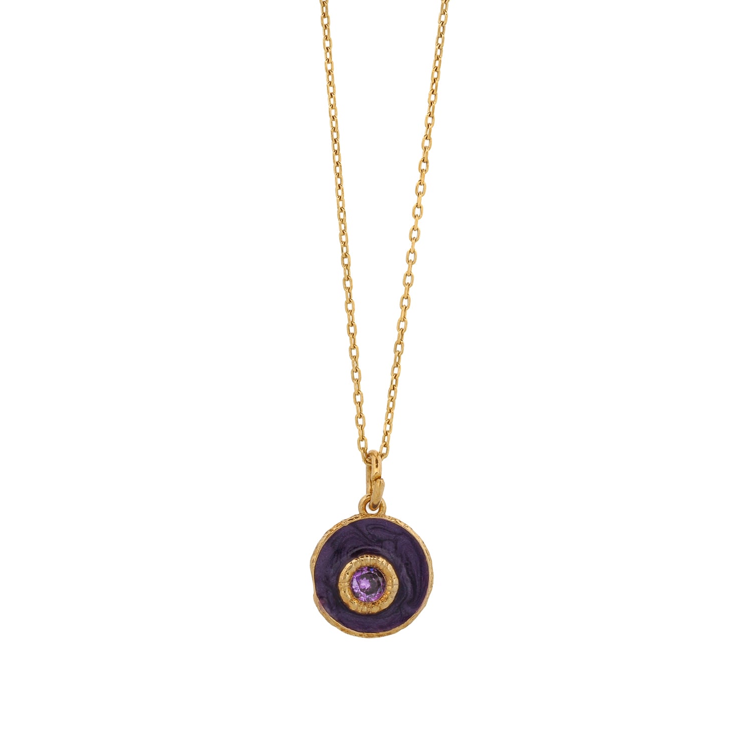 Protective Purple Enamel Amethyst Stone Necklace