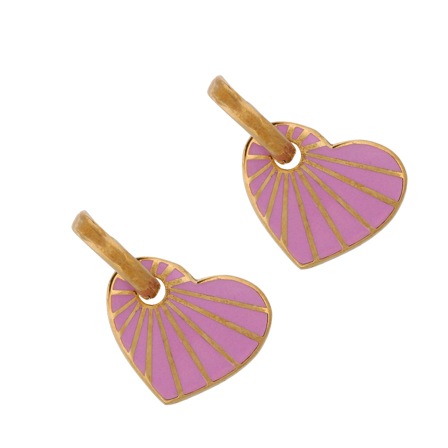 Purple Enamel Gold Heart Earrings