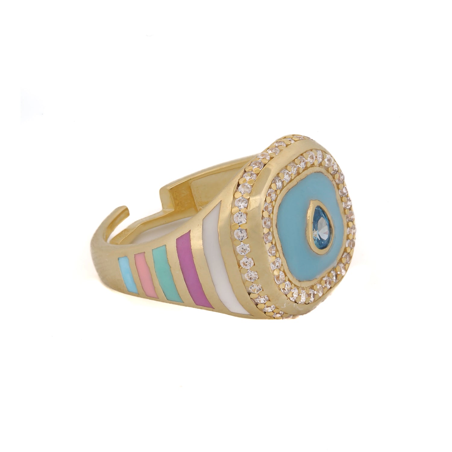 Morning Dew Sparkle: Sky Pastel Colors Diamond Ring