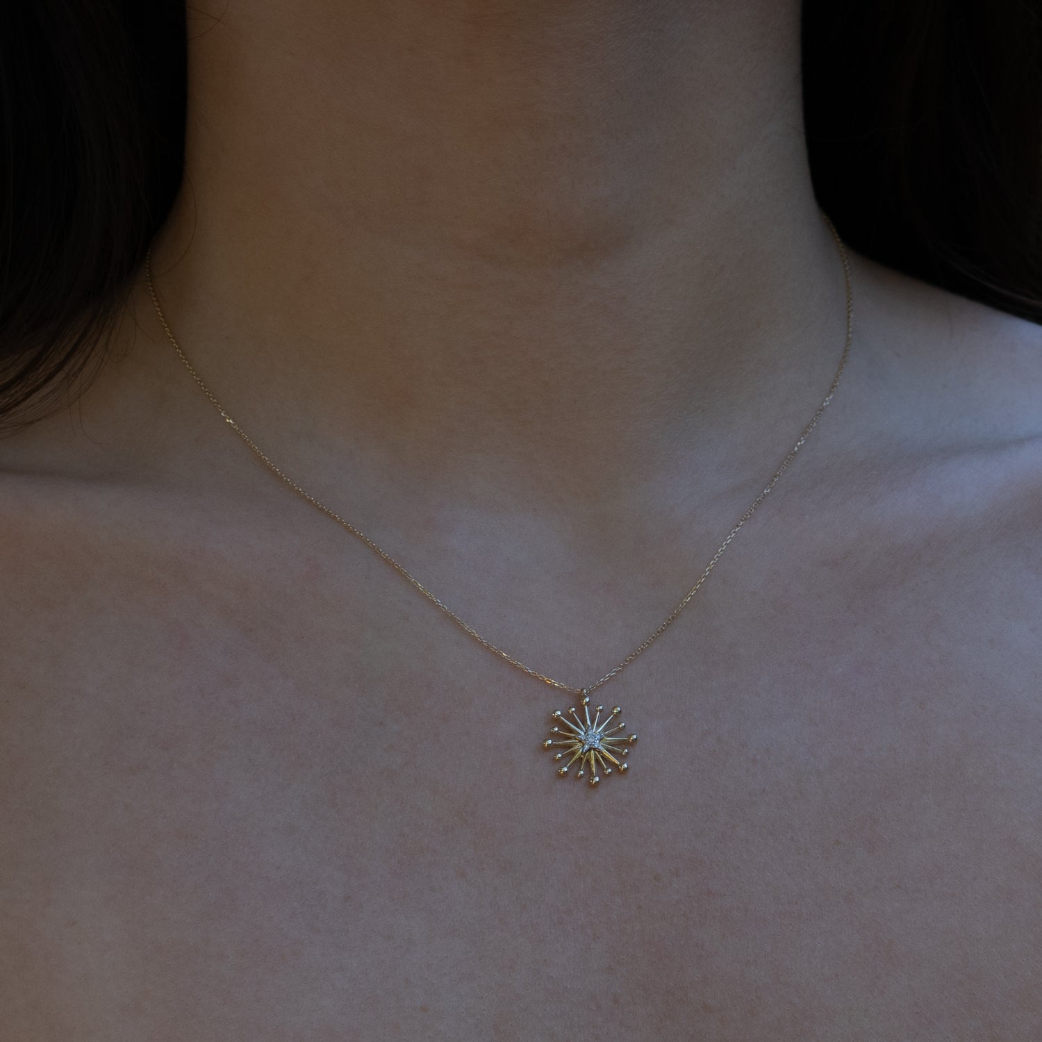 Spiritual Sunlight Diamond Gold Necklace